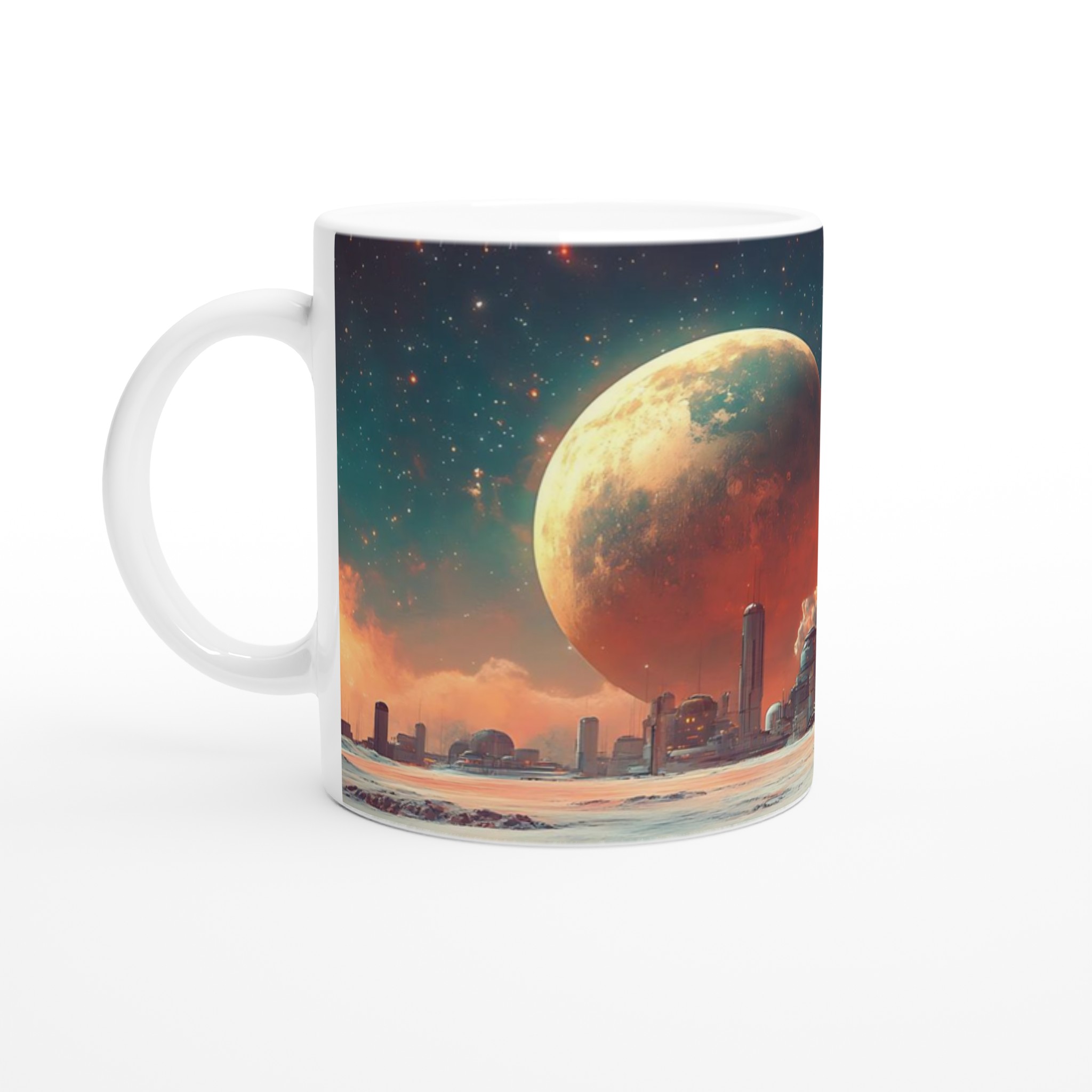 Kosmisk Stad Keramikmugg - 11oz, Sci-Fi Design, Hållbar och Diskmaskinssäker – Välj bland 7 Färgstarka Nyanser 1 c7225f58-63eb-49f4-9c40-ede89229d156