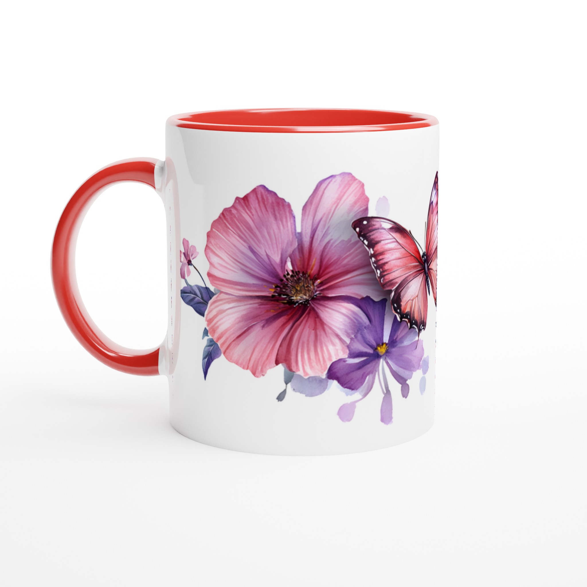 Fjärilsdröm Keramikmugg - 11oz Konstnärlig Mugg med Akvarellblommor & Fjärilar i Väljfri Färg 5 c739257d-46ec-45d1-9ed8-cf138fabe862