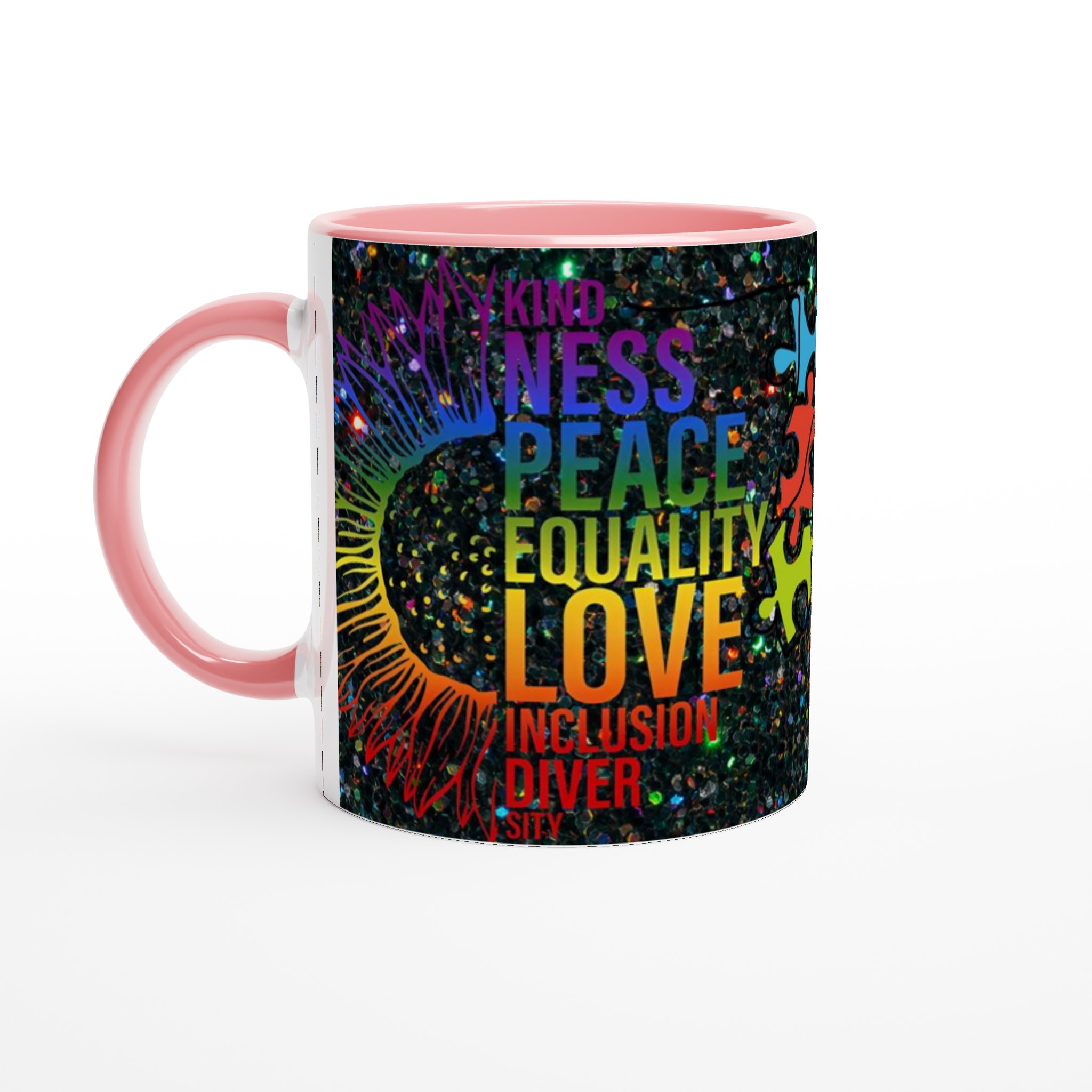 Vit 11oz keramisk mugg med färgglad inkluderingsdesign i din favoritfärg 6 c787cb57-e115-4d2a-950a-9d0076d45e4d