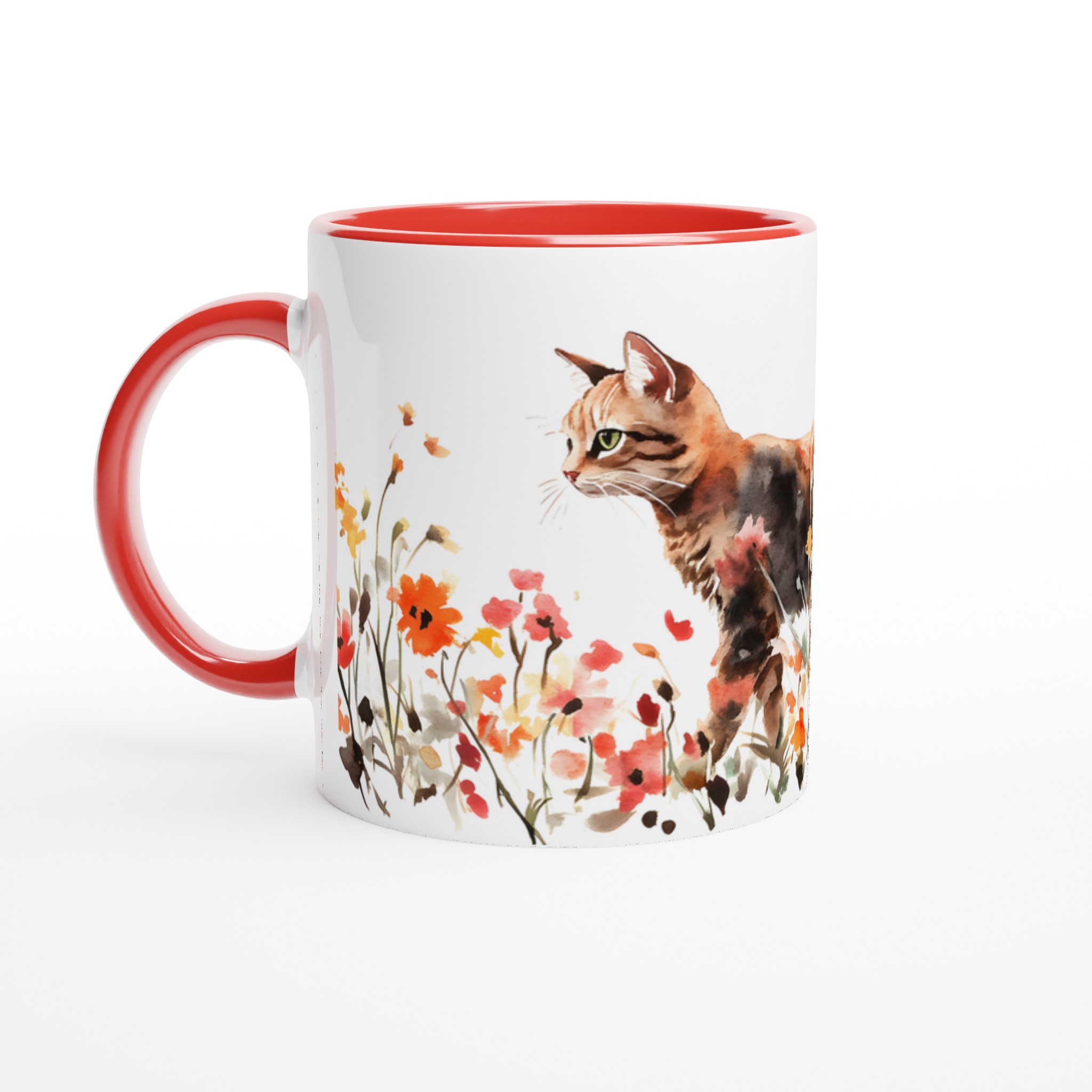 Katt bland Vildblommor Akvarellmugg – 11oz Keramikmugg i ditt val av 7 färger 5 c7884cbd-7e17-4378-9565-46370ba3a1b5
