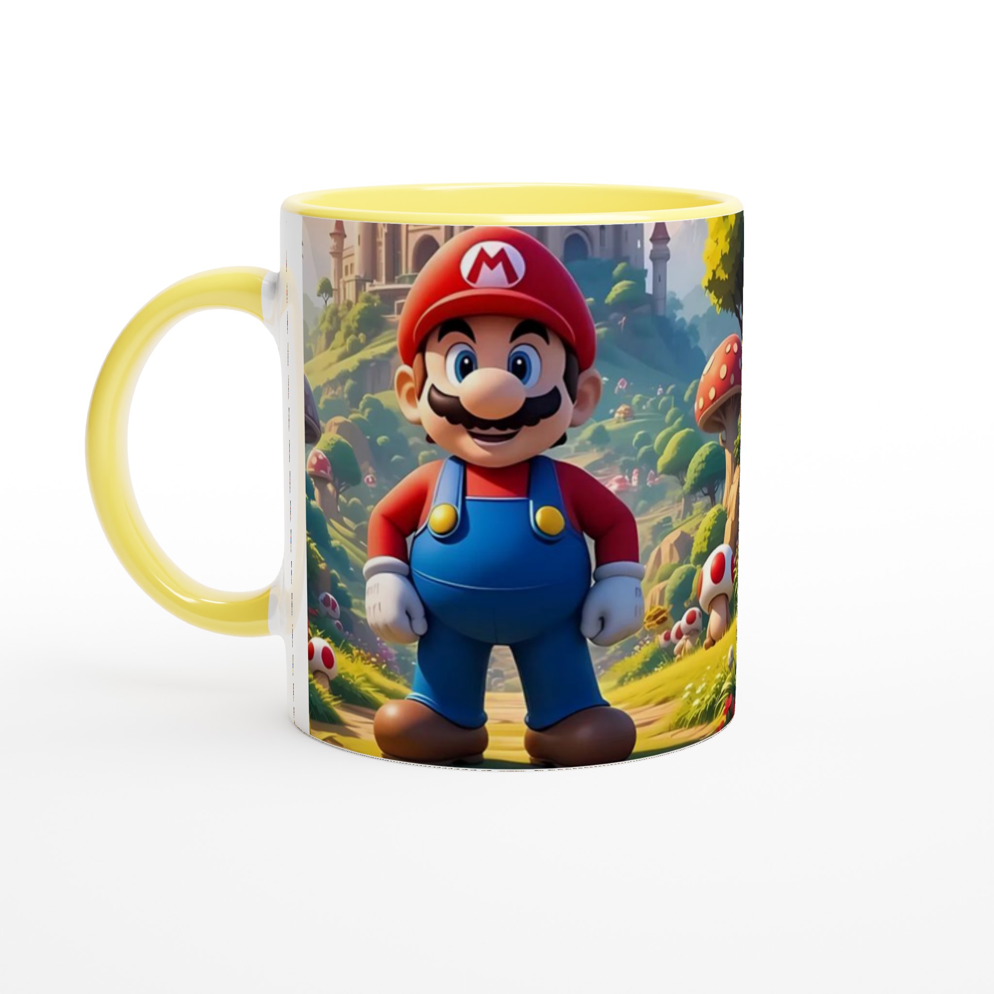 Vit 11oz keramisk mugg med färgstarkt Mario-tema – välj bland sju livfulla keramiska färger 3 c791ec72-8857-4030-b100-f04fdf05d53d