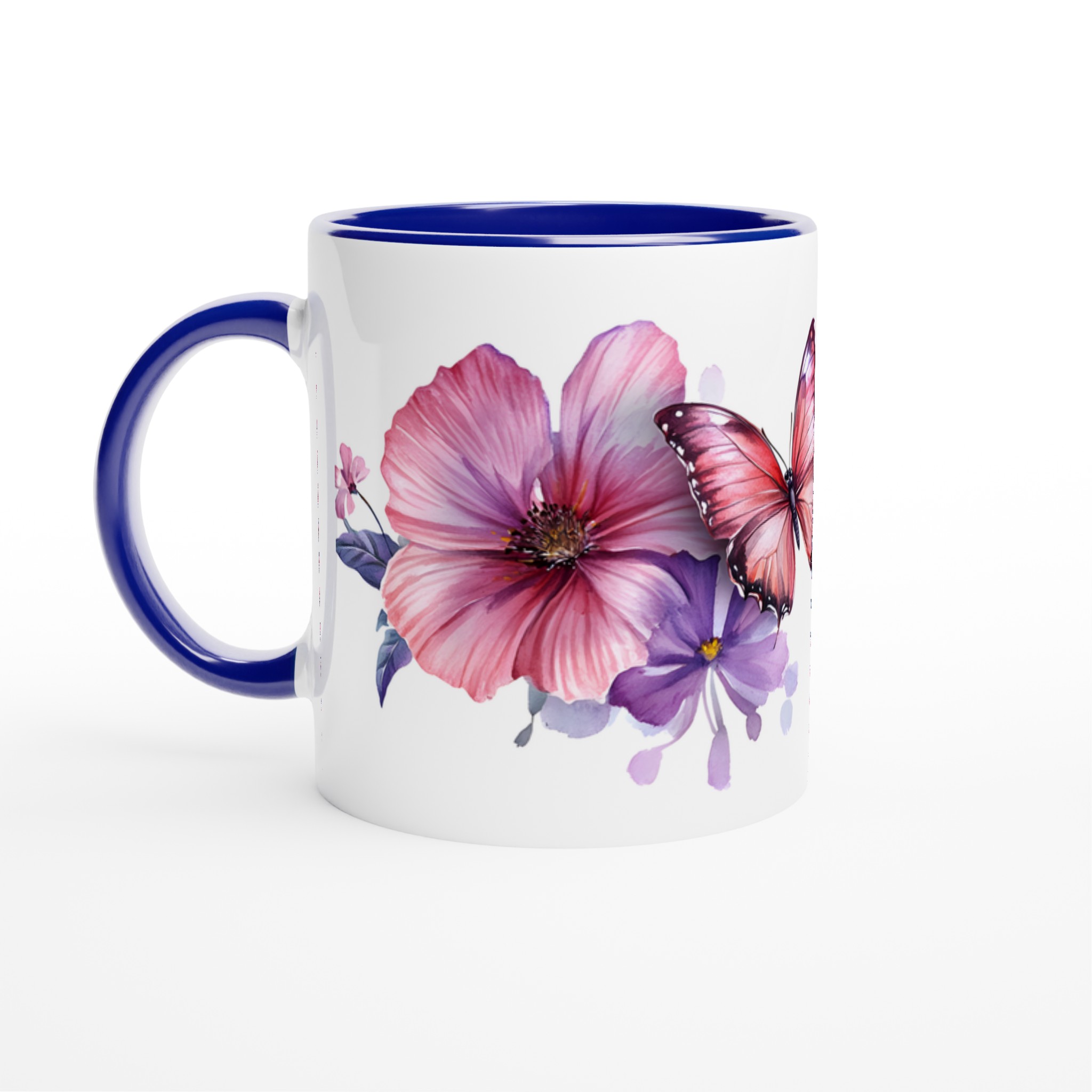 Fjärilsdröm Keramikmugg - 11oz Konstnärlig Mugg med Akvarellblommor & Fjärilar i Väljfri Färg 2 c7b41eeb-38db-49d2-8c6d-d4d4908ba613