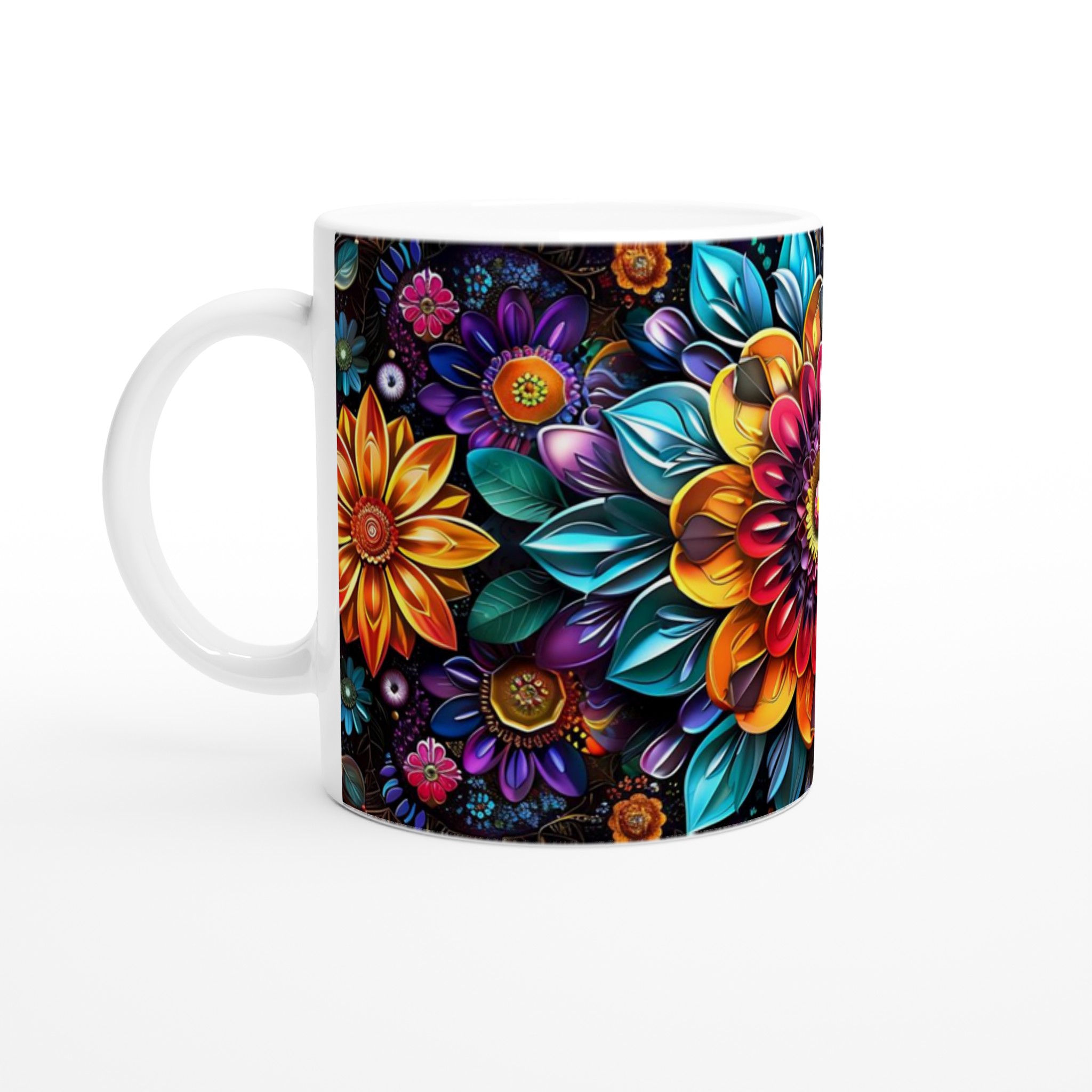 Mångfärgad Floral 11oz Keramisk Mugg – Konstfullt Tryck, Välj Bland Flera Färger 1 c7c72a4e-a0d2-4ac2-8deb-5e8bf687b5fa