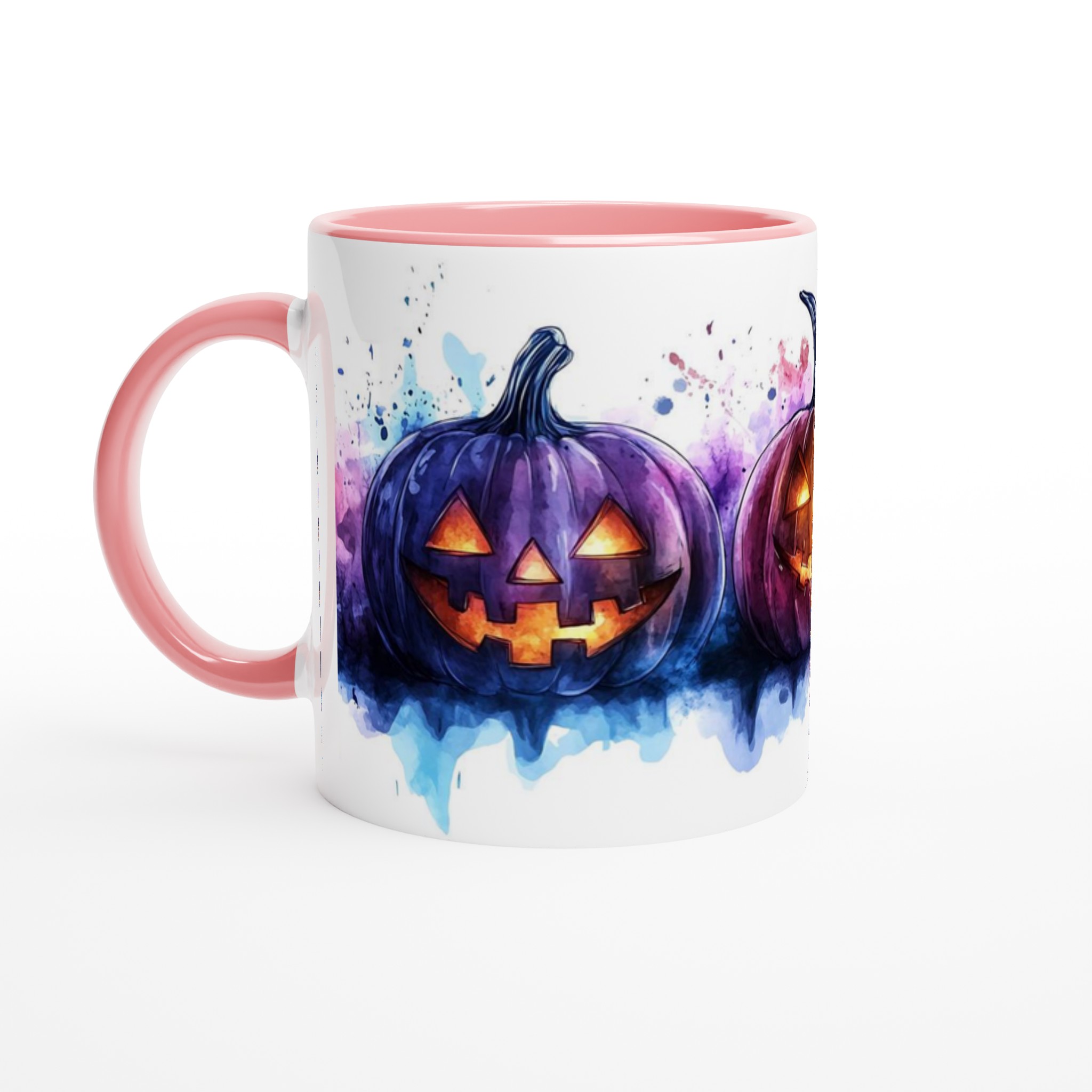 Färgglada Halloween Pumpamugg - Akvarell Jack-o'-Lantern Keramikmugg i ditt val av 7 nyanser 6 c8143102-632d-46cc-8047-7106e390d861