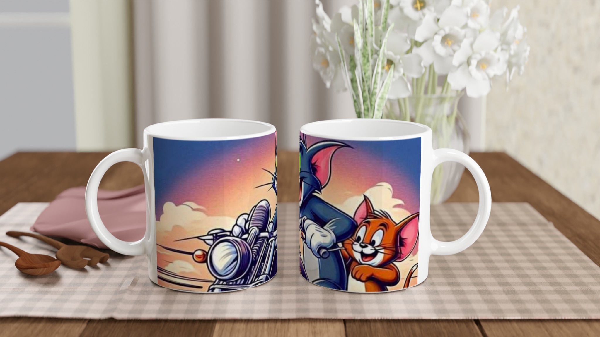 Vit 11oz keramisk mugg med Tom och Jerry – klassisk tecknad design i din favoritfärg 10 c821978e-cab4-48f3-ad35-c5d3580e5a3e