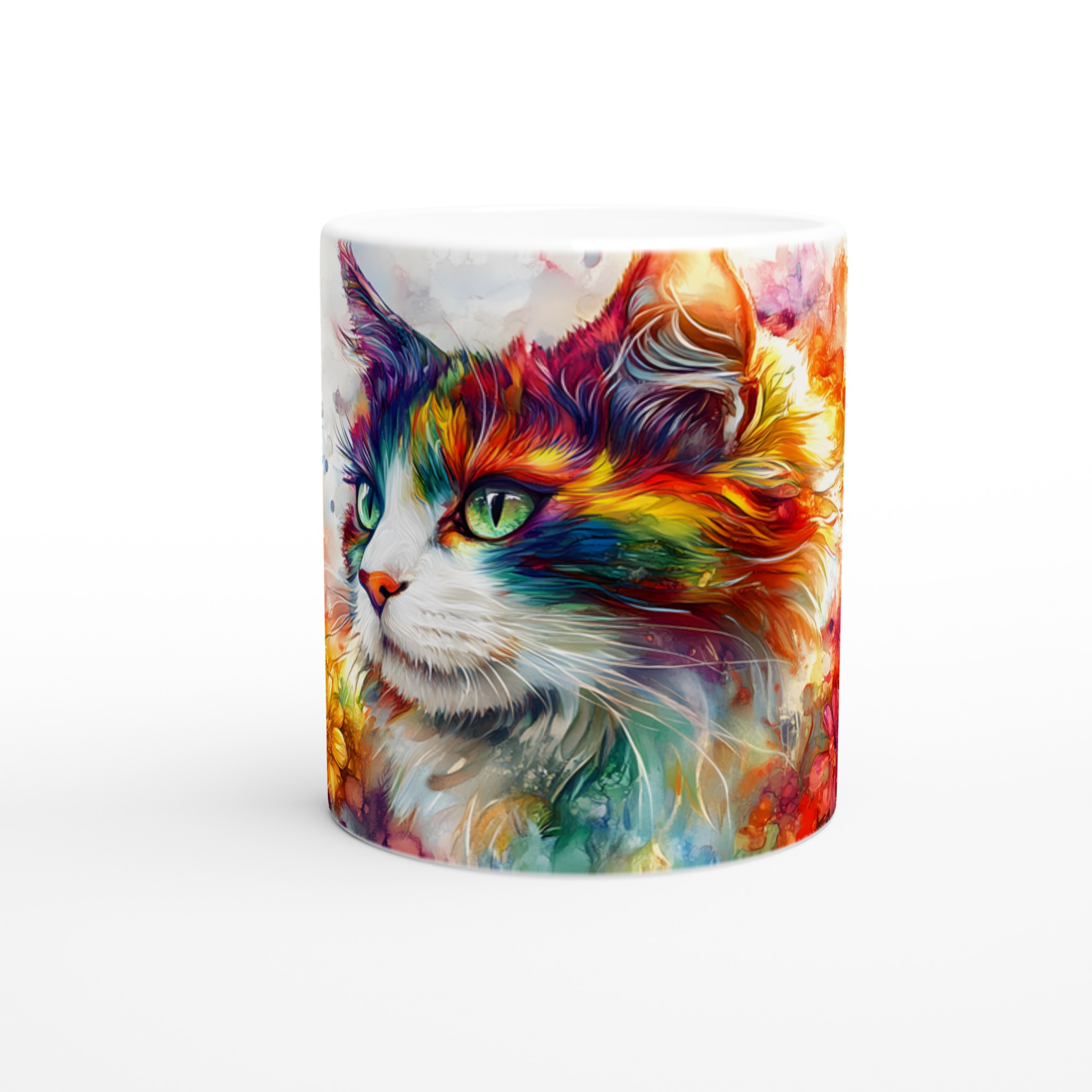 Konstfull Färgexplosion: 11oz Keramisk Mugg med Vibrerande Kattmotiv – Välj din Favoritfärg! 8 c82c0c57-f3f8-4ffa-a925-f1aa459cc8ce