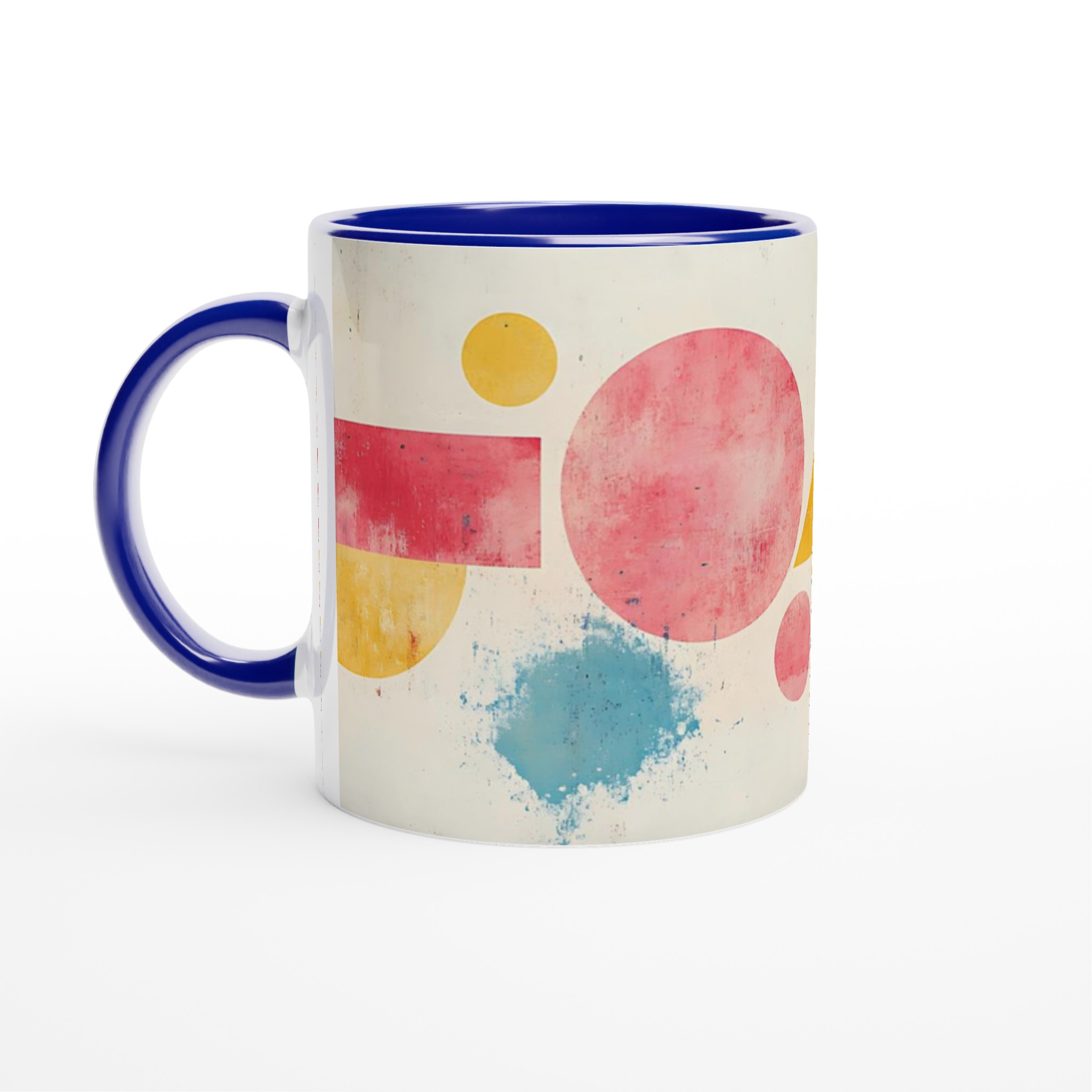 Abstrakt Geometri 11oz Keramikmugg – Konstnärlig Färgexplosion i Rosa, Blått och Gult 2 c8589b60-39ae-48fe-8d5c-c1bd21961de0