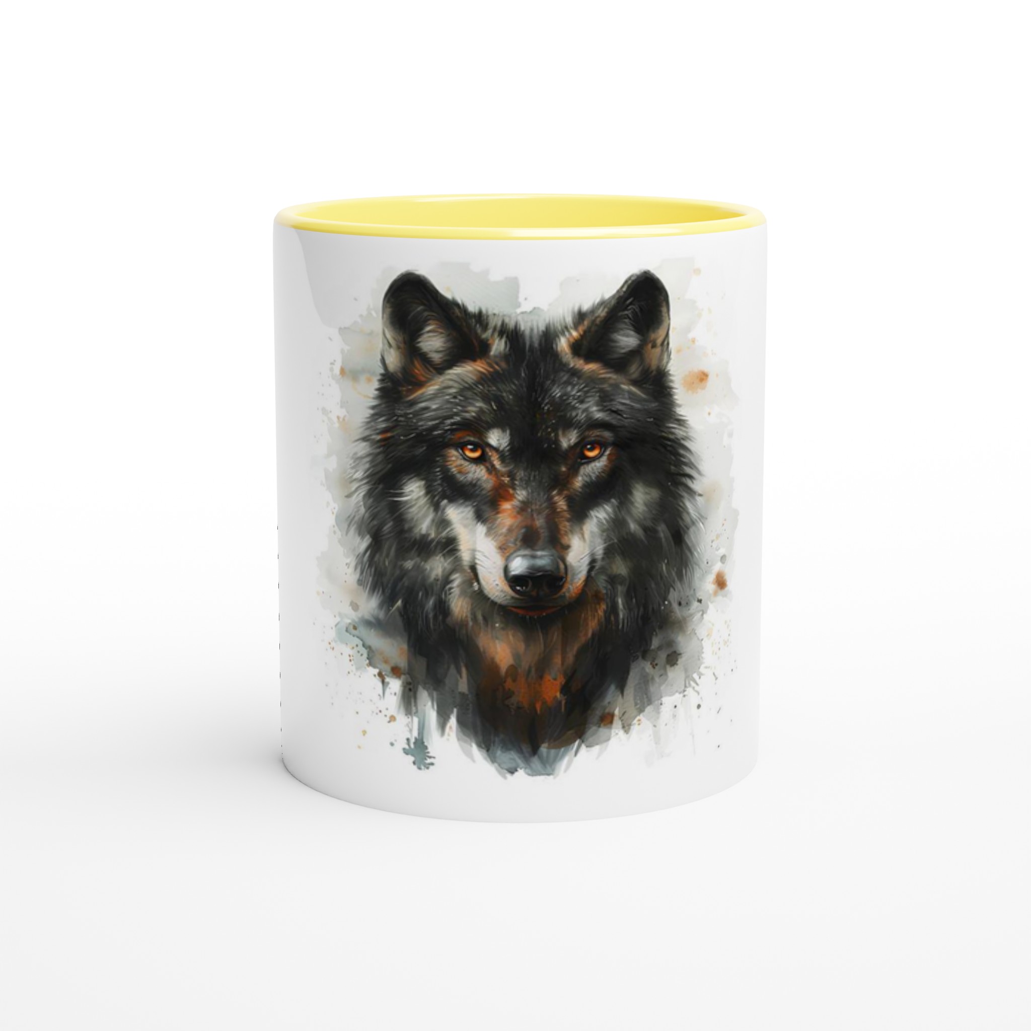 Mystisk Varg Akvarell Mugg – 11oz Keramikmugg med Färgad Insida, Perfekt för Vildmarksälskaren 1 c899c02f-69b5-4591-8c32-075961dbe144