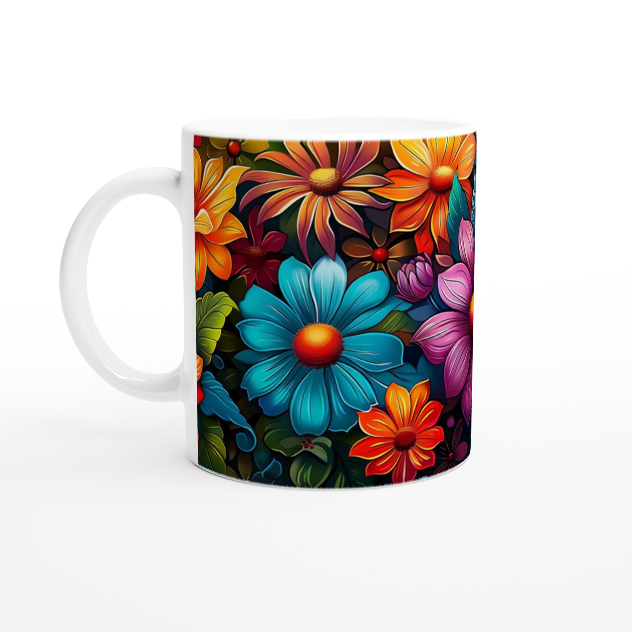 Färgsprakande Blomstermugg – 11oz Keramisk Kaffemugg i Ditt Val av 7 Livfulla Färger 1 c8a630ef-38d4-4e6f-9572-b08170eca94f