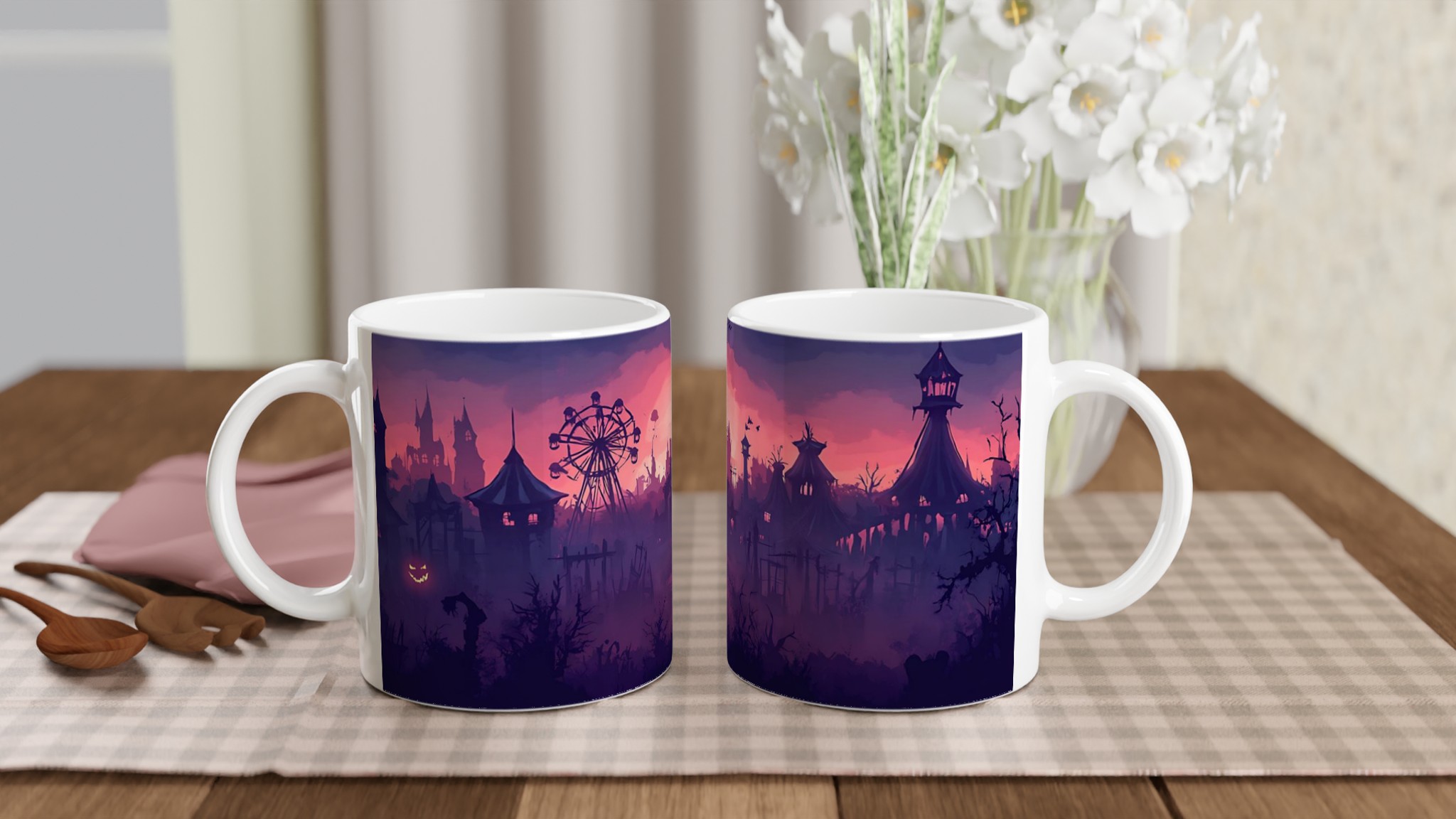 Magisk Midnatt Karneval 11oz Keramikmugg – Spöklik Charm i Rosa och Lila 10 c8a8035b-6f5a-4cc8-8080-0ff98c4c735e