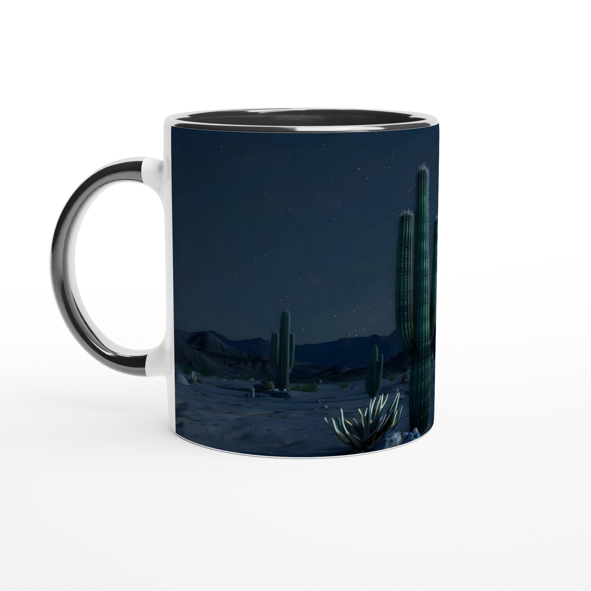 Mystisk Ökenmugg: Kaktus & Stjärnhimmel – 11oz Keramikmugg i ditt val av 7 färger 4 c8bdf2b8-2139-4702-8a42-4daf05e2f6d7