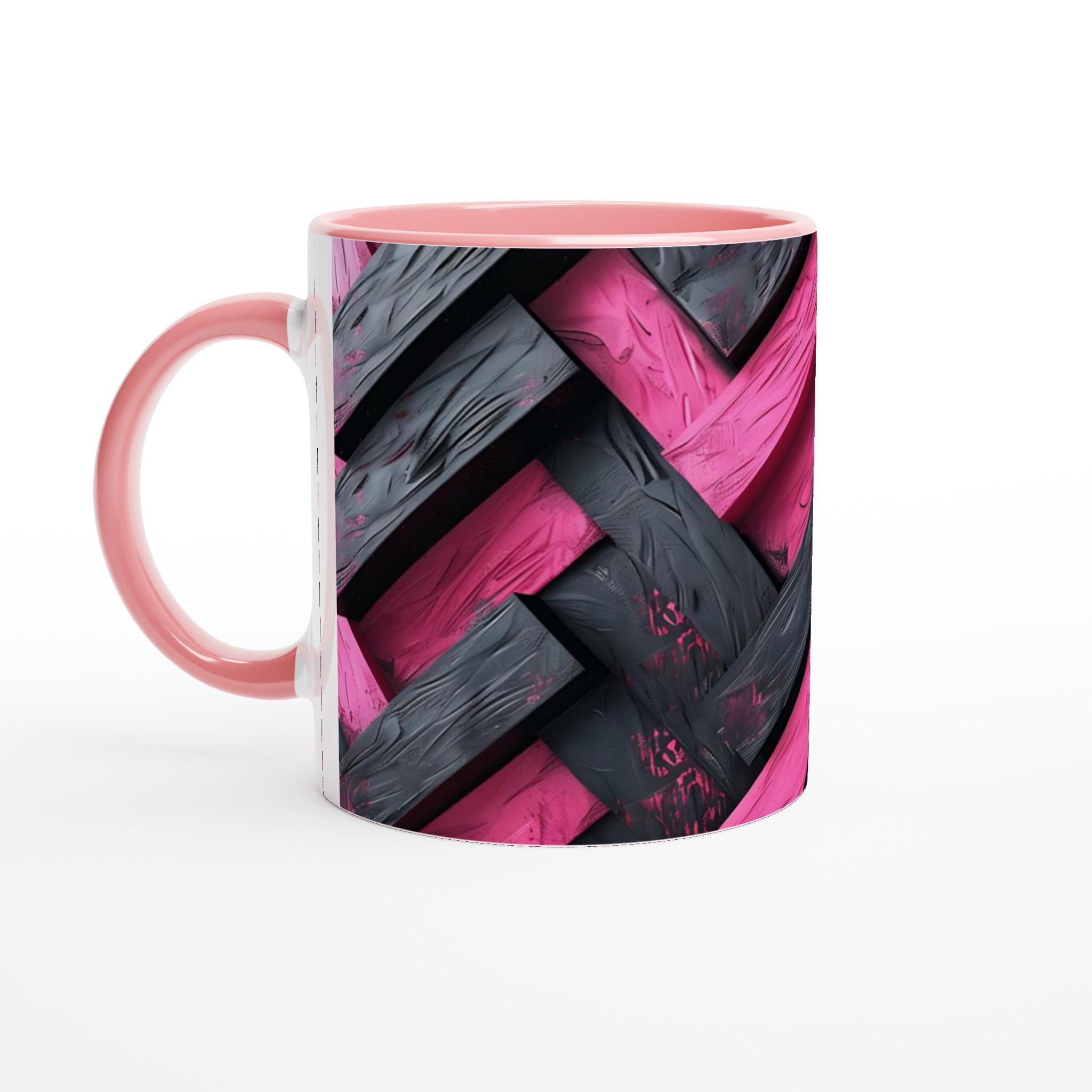 Vit 11oz keramisk mugg med djärv rosa och svart modern design – välj bland sju livfulla färger 6 c8d29ae4-17ec-49ab-bedf-5b8382a9c8b0