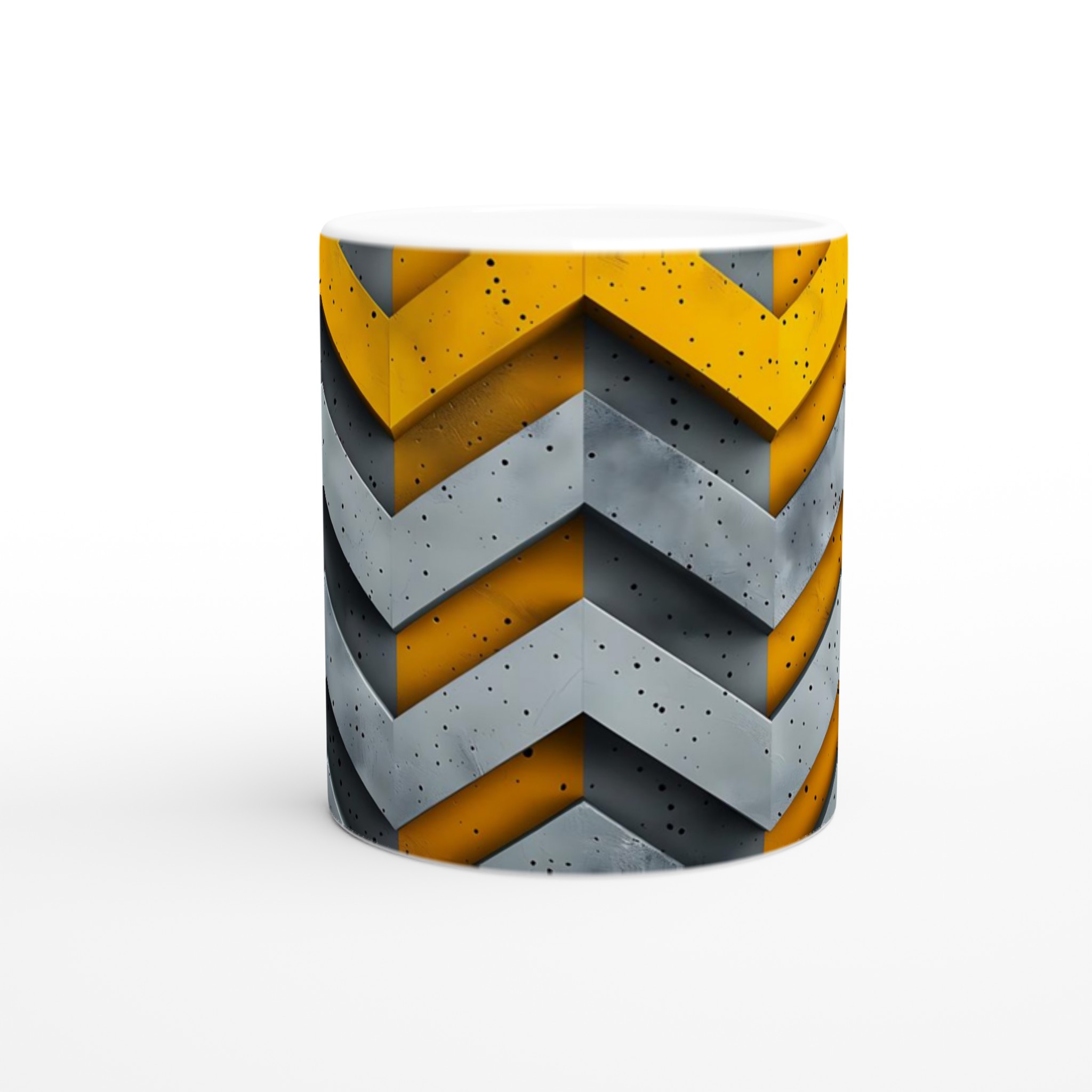 Modern Industristil Keramisk Mugg – Design med Gula & Gråa Zigzag för Kaffefantasten 8 c96359fd-7526-4631-884d-7619dcf327a1