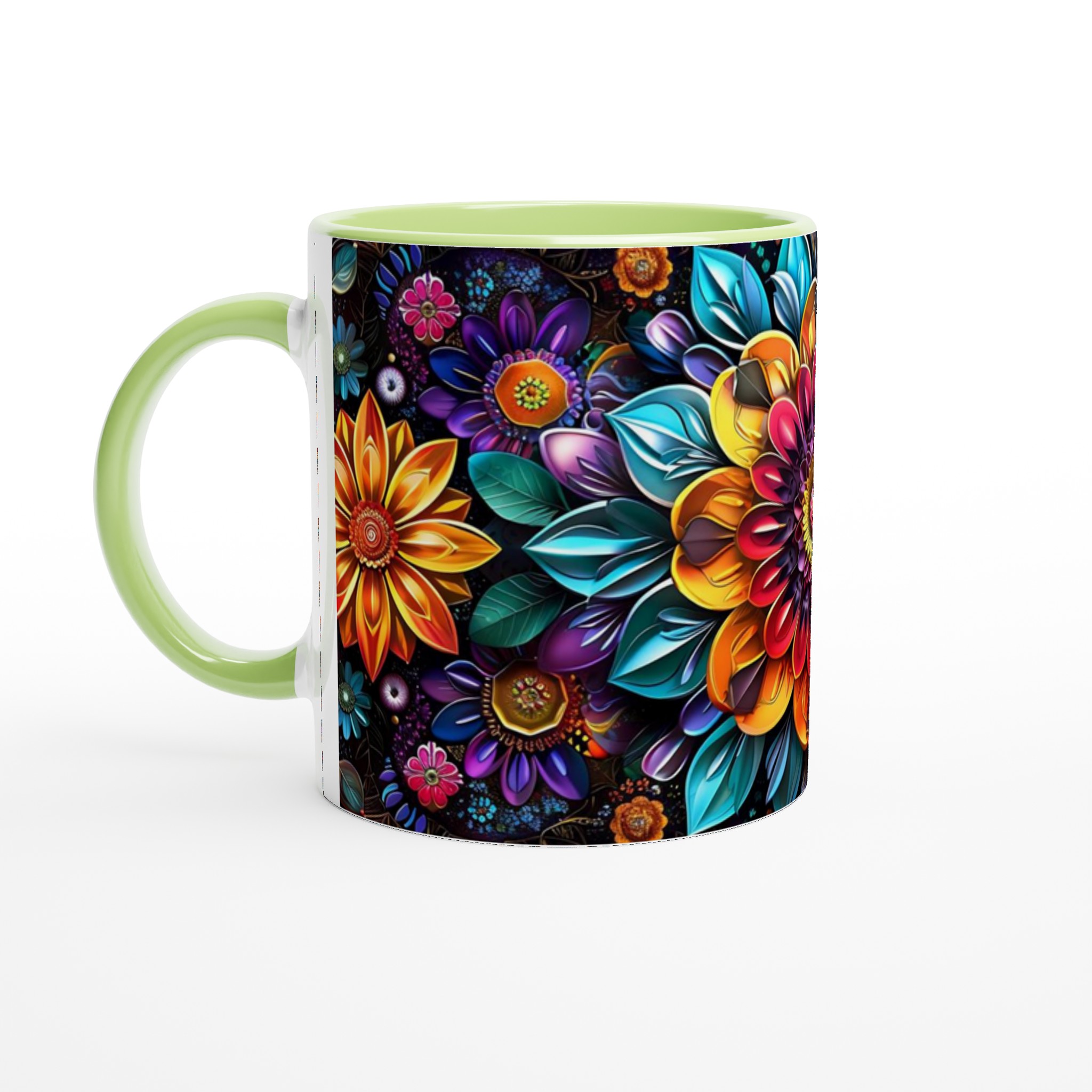 Mångfärgad Floral 11oz Keramisk Mugg – Konstfullt Tryck, Välj Bland Flera Färger 7 c9aa4d09-40fa-4371-aa81-03a4c560a995