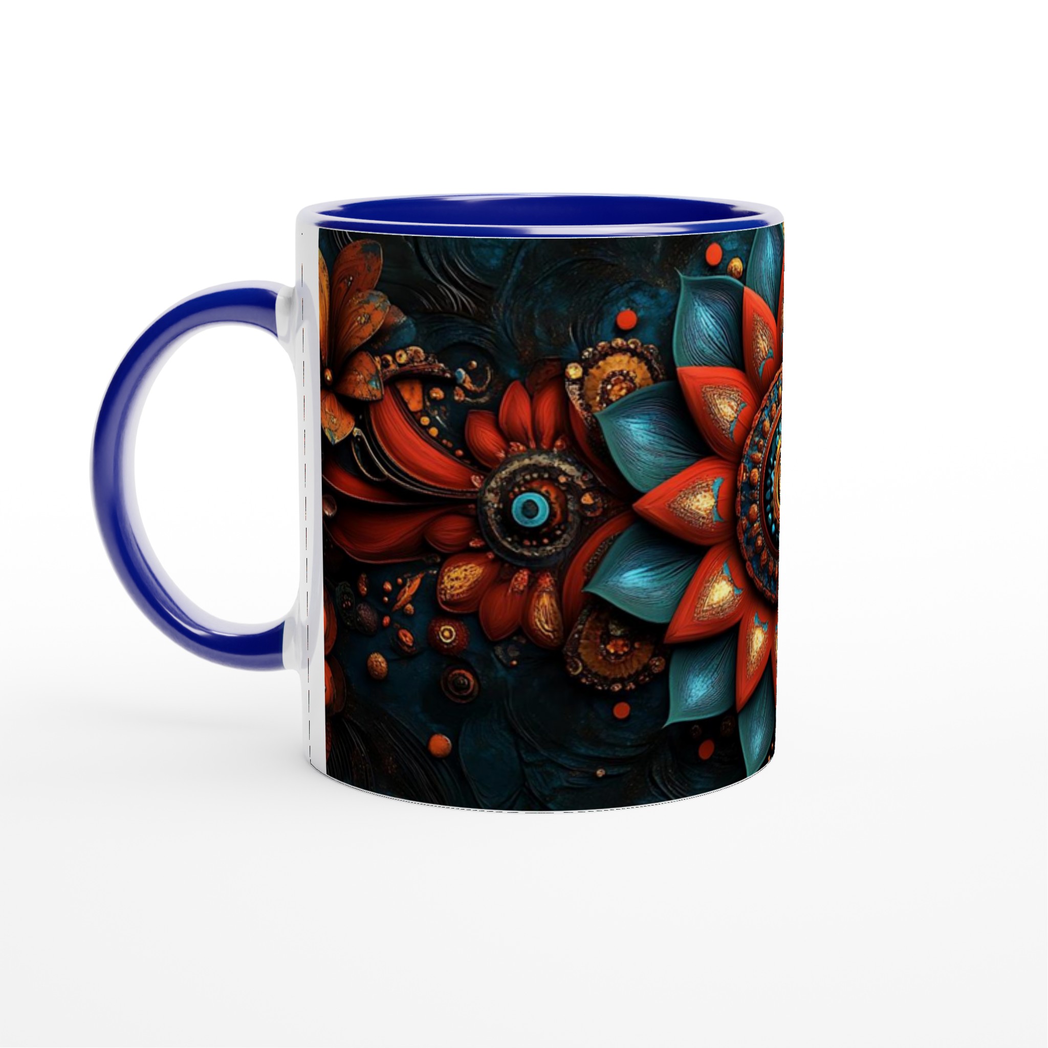 Abstrakt Mandala Keramikmugg - Livfulla Turkosa och Kopparröda Toner i 11 oz 2 c9ba8ad5-8f76-4f5c-a718-4f3ff7af65c4