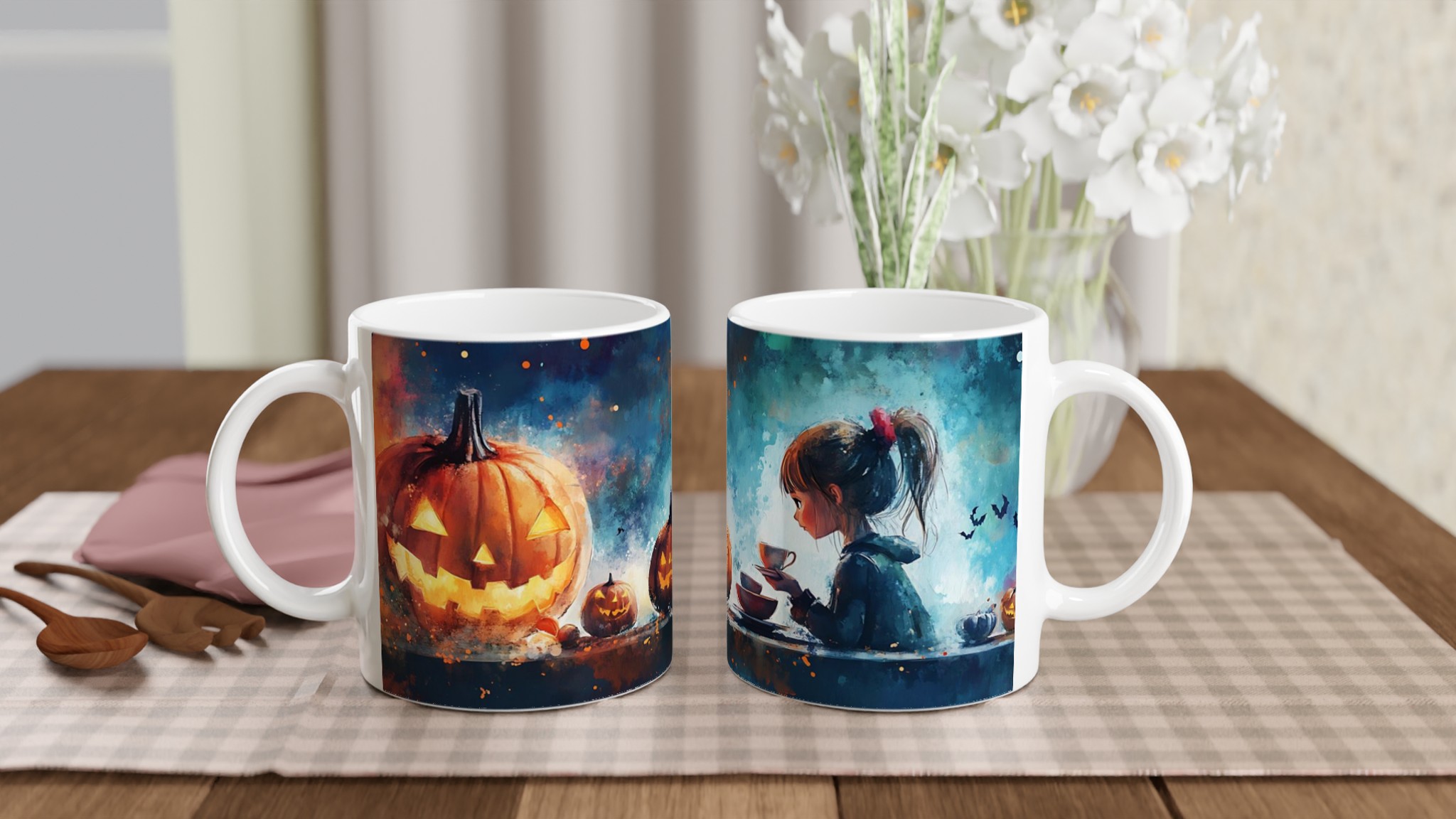 Magical Halloween Night Keramisk Mugg – Drömskt Pumpamotiv med Flicka & Fladdermöss i Flera Färger 10 c9c7a3db-060f-4dd5-8f72-eabaacf78960