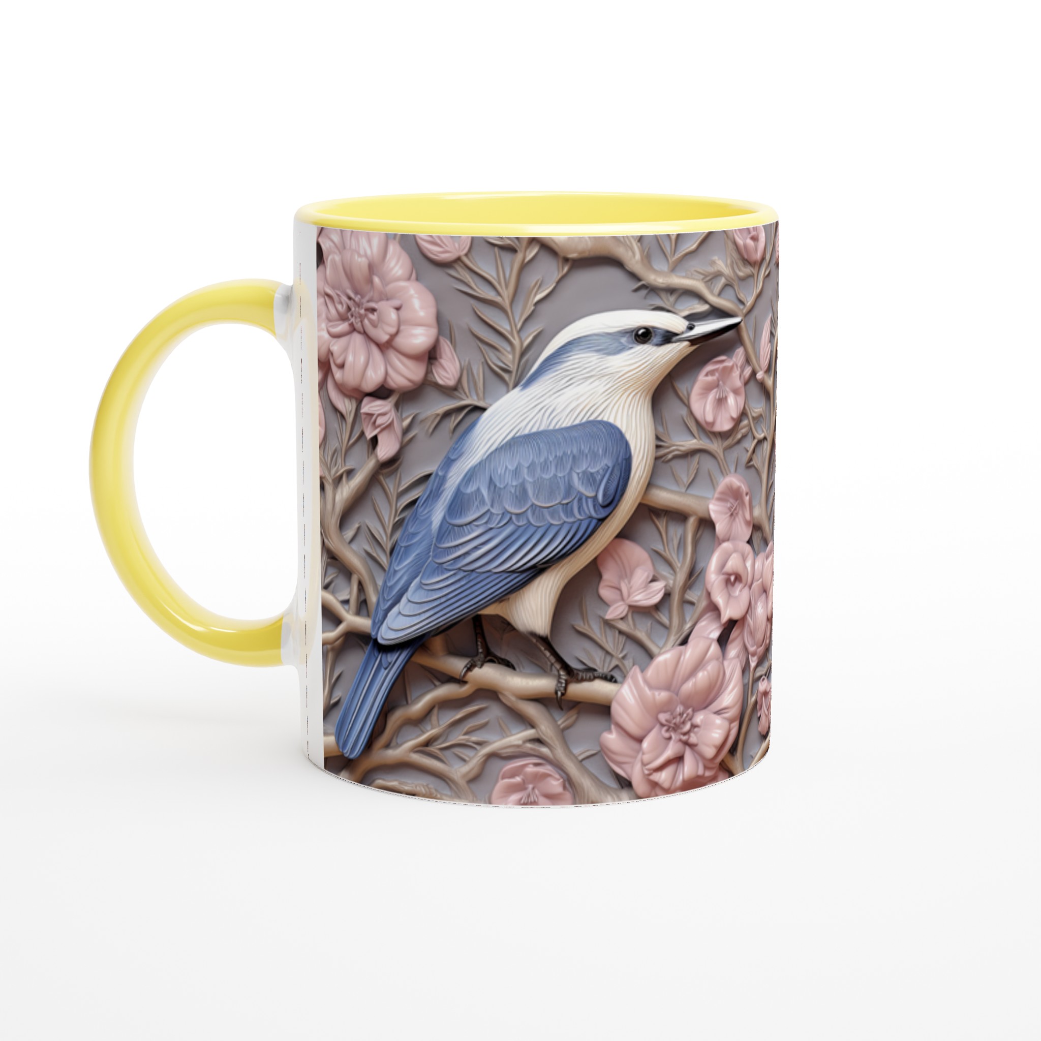 Elegant Ceramic Mug with Bluebird and Blush Floral Art – 11oz Premium Drinkware in Your Choice of Color 3 c9d656a6-d22b-4293-aa22-aa0d54ce4376
