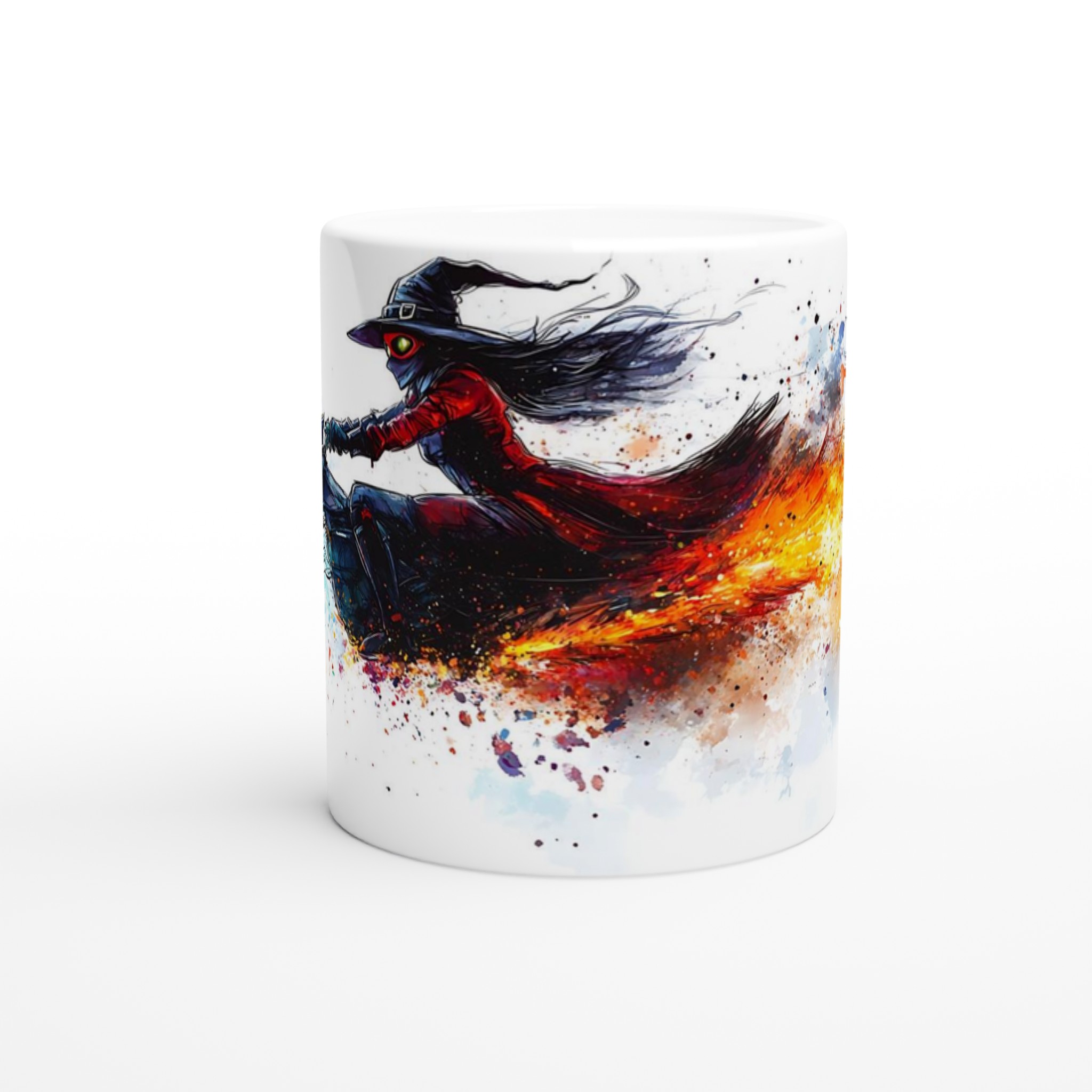 Witch on Fire Motorcycle 11oz Keramisk Mugg – Unikt Motiv i Ditt Val av Färg 8 c9fca8b1-314a-4f5e-8bff-1af9484030af