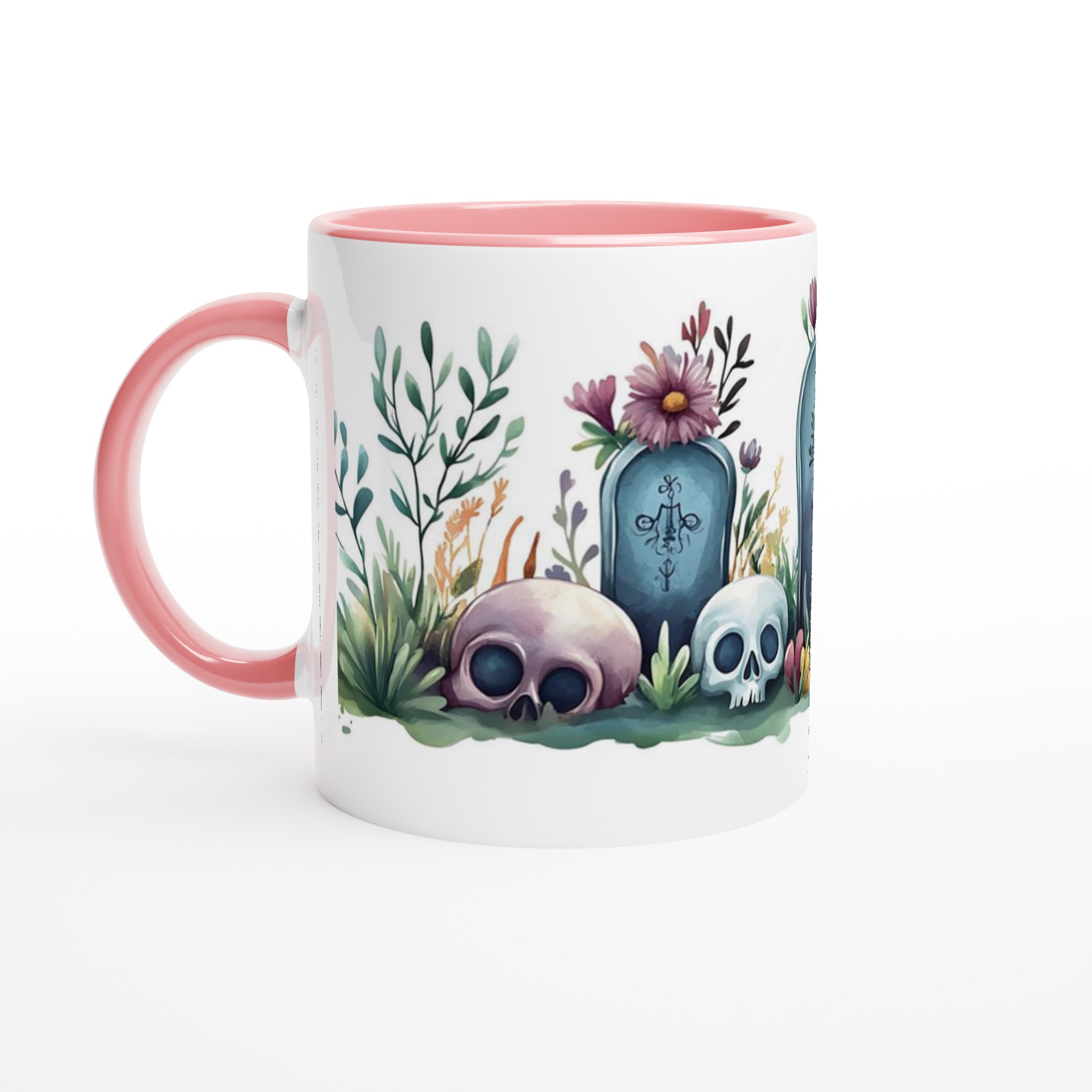 Mystisk Blomsterskalle Mugg - 11oz Keramisk Kaffemugg med Akvarellkonst i Välj din Färg 6 ca038aa0-e468-4f35-b792-f43c38b94cb8