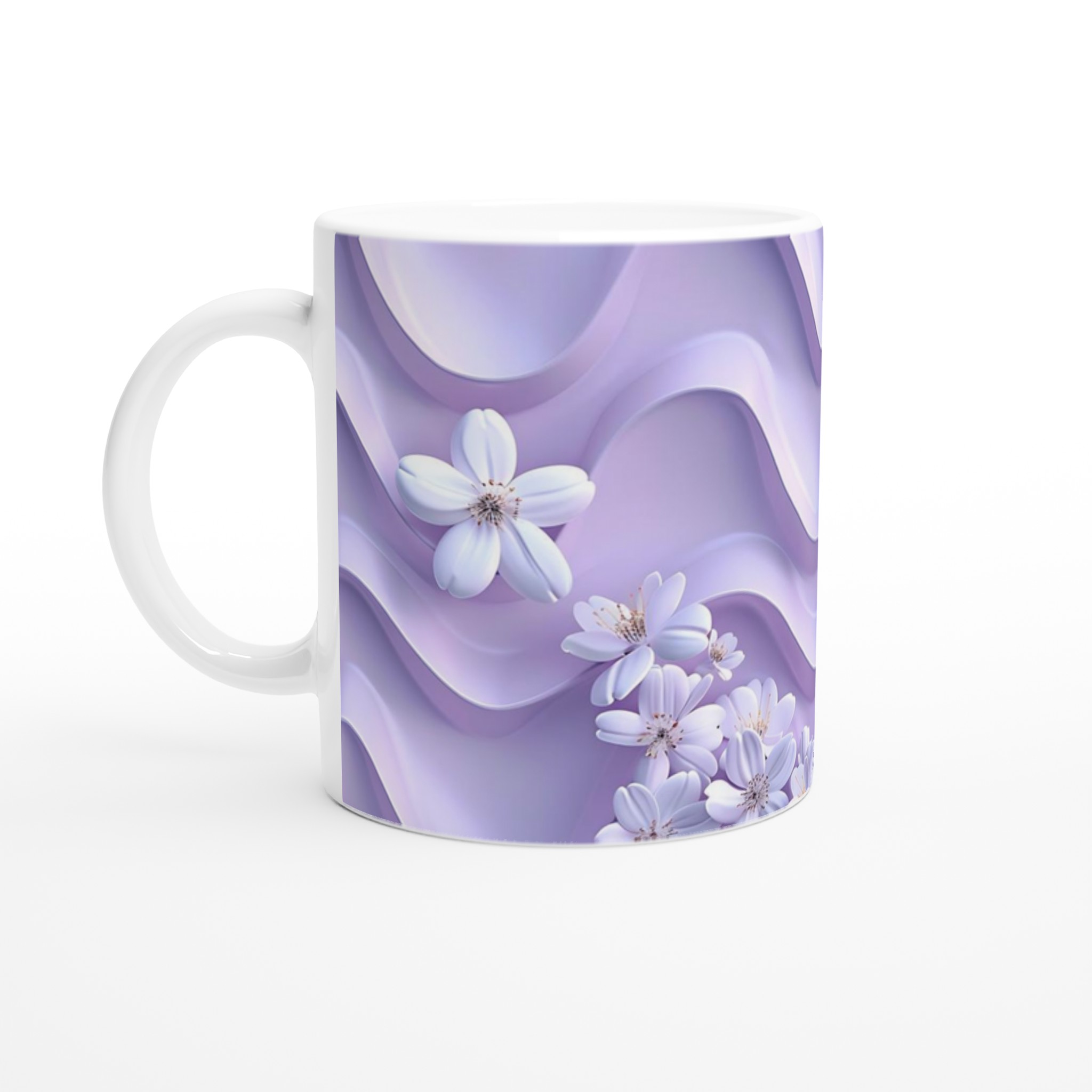Vårblommor på Vågformad Bakgrund – 11oz Keramikmugg i Valfri Färg 1 ca16267b-aa83-45f2-aa1a-293e6b23f043