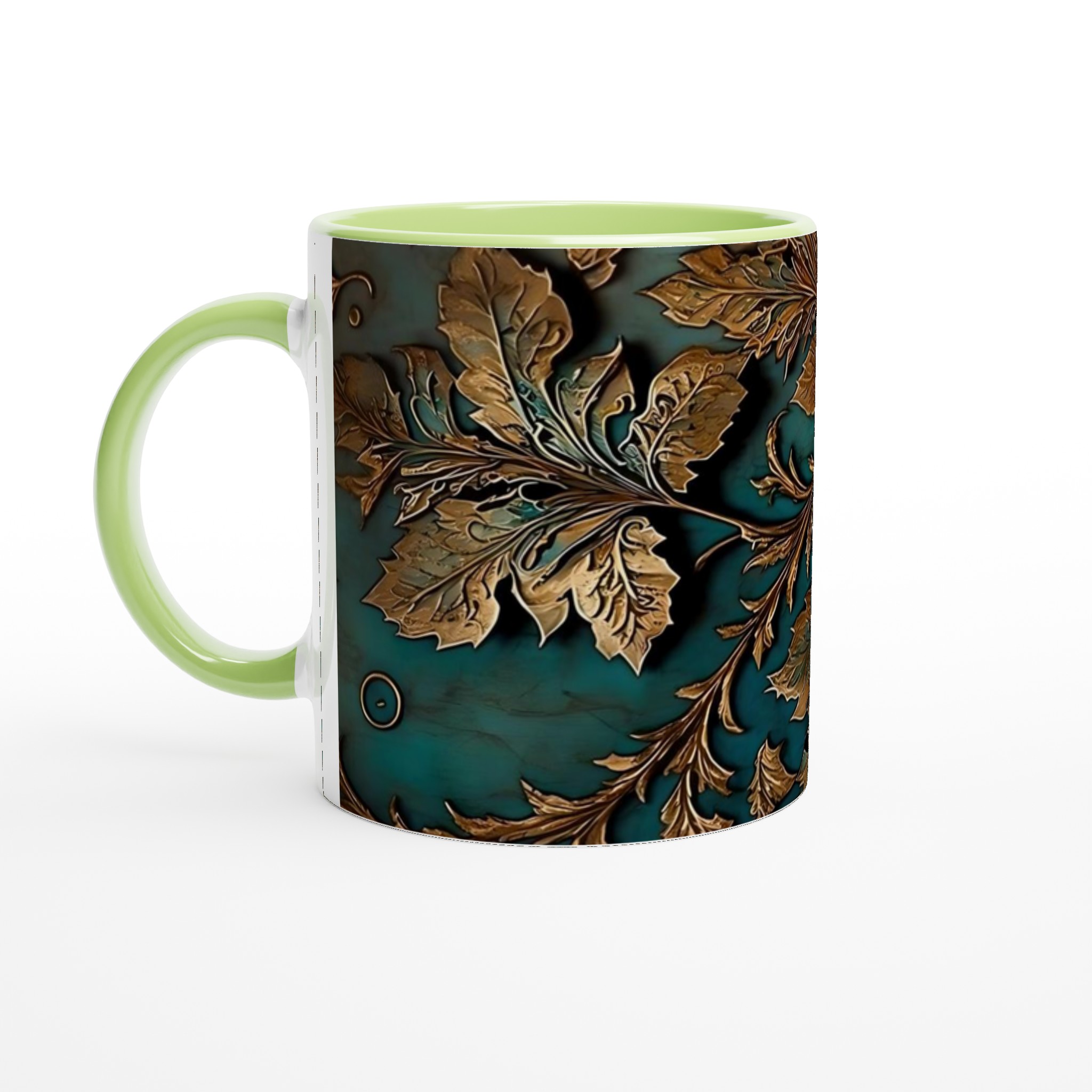 Vit 11oz Keramisk Mugg med Eleganta Gyllene Blad – Välj Din Favoritfärg 7 ca50d829-cb6d-49c1-ab06-fae298c20b9c