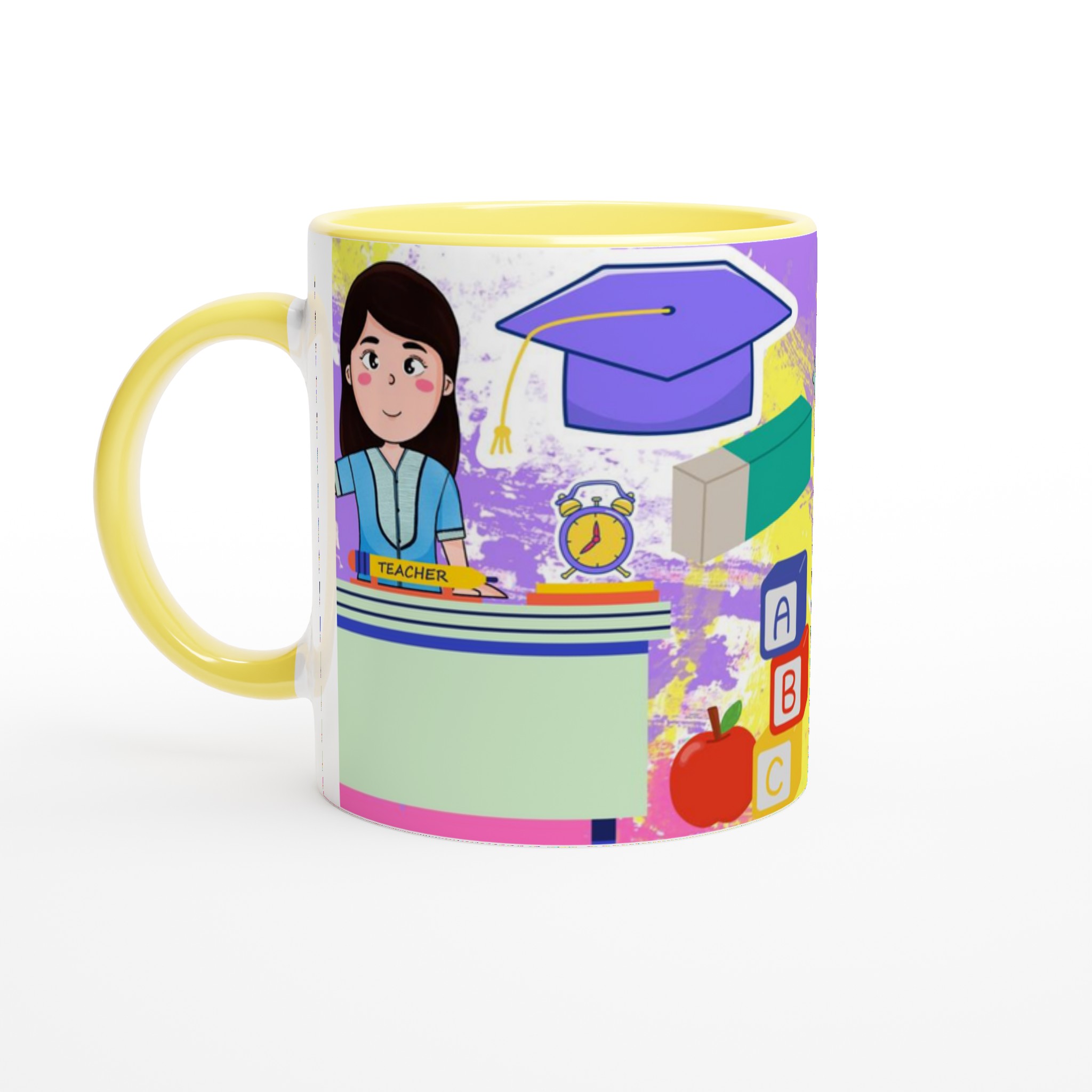 Vit 11oz keramisk mugg med färgglad lärare- och skoltema – välj din perfekta färg 3 ca5d9589-016f-41d4-8977-965a6136b047