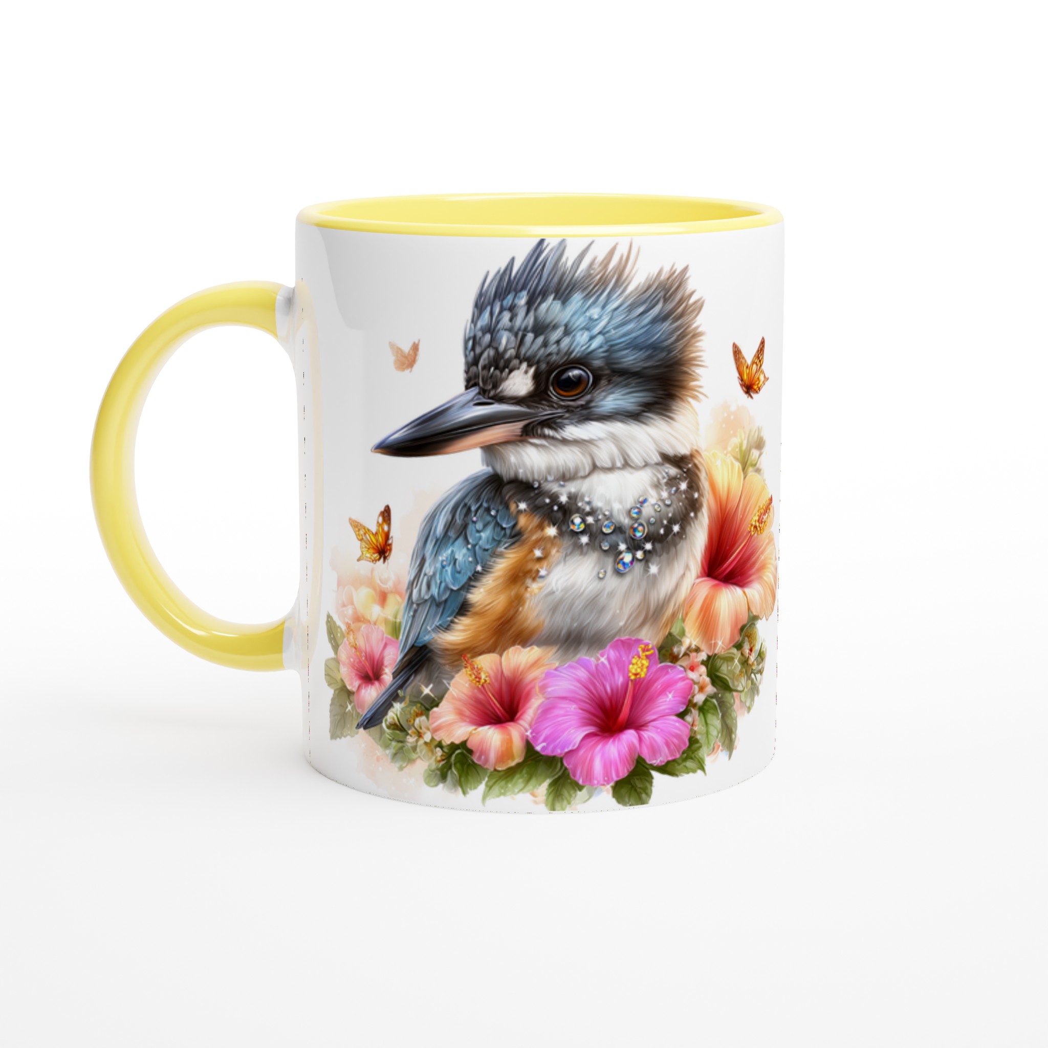 Kungsfiskare & Hibiskus Keramikmugg – Färgstark 11oz Kaffekopp för Naturälskare 3 ca63e89e-5eb8-40be-8632-256e193928f1