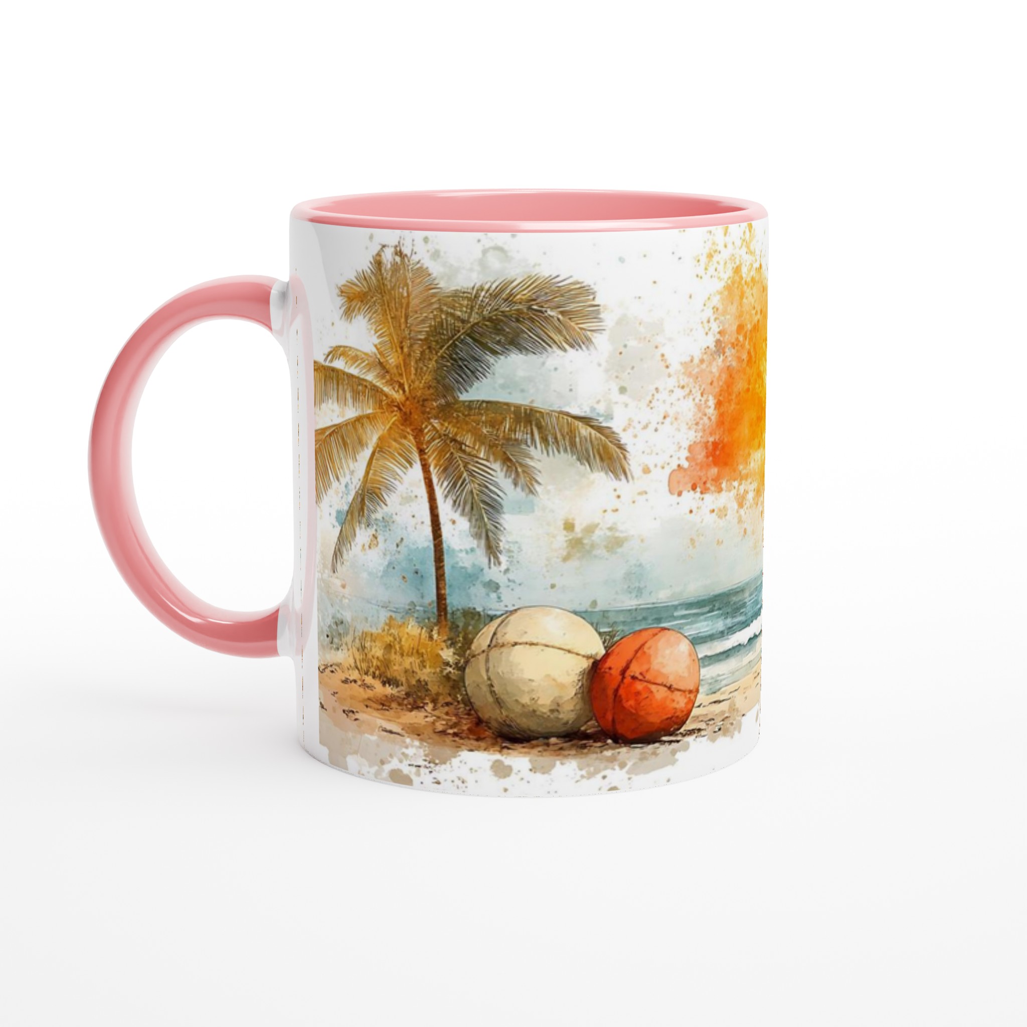 Tropisk Strand Mugg - 11oz Keramisk Kaffekopp med Surfmotiv & Palmträd i Akvarellstil, Välj bland Flera Färger 6 caa3a4d6-d317-4023-b321-703e02794dea