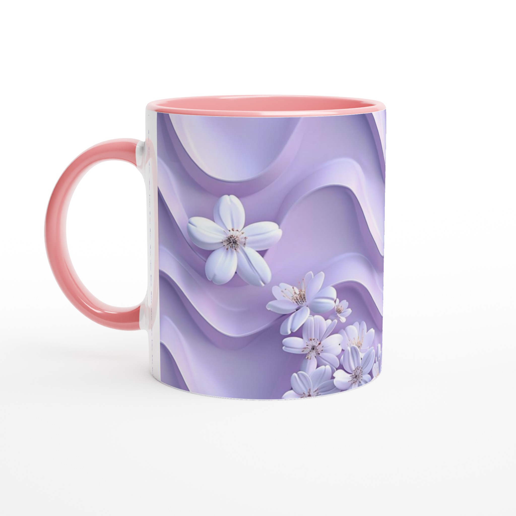 Vårblommor på Vågformad Bakgrund – 11oz Keramikmugg i Valfri Färg 7 caaf9d86-3130-435c-9121-732f5e1817fe