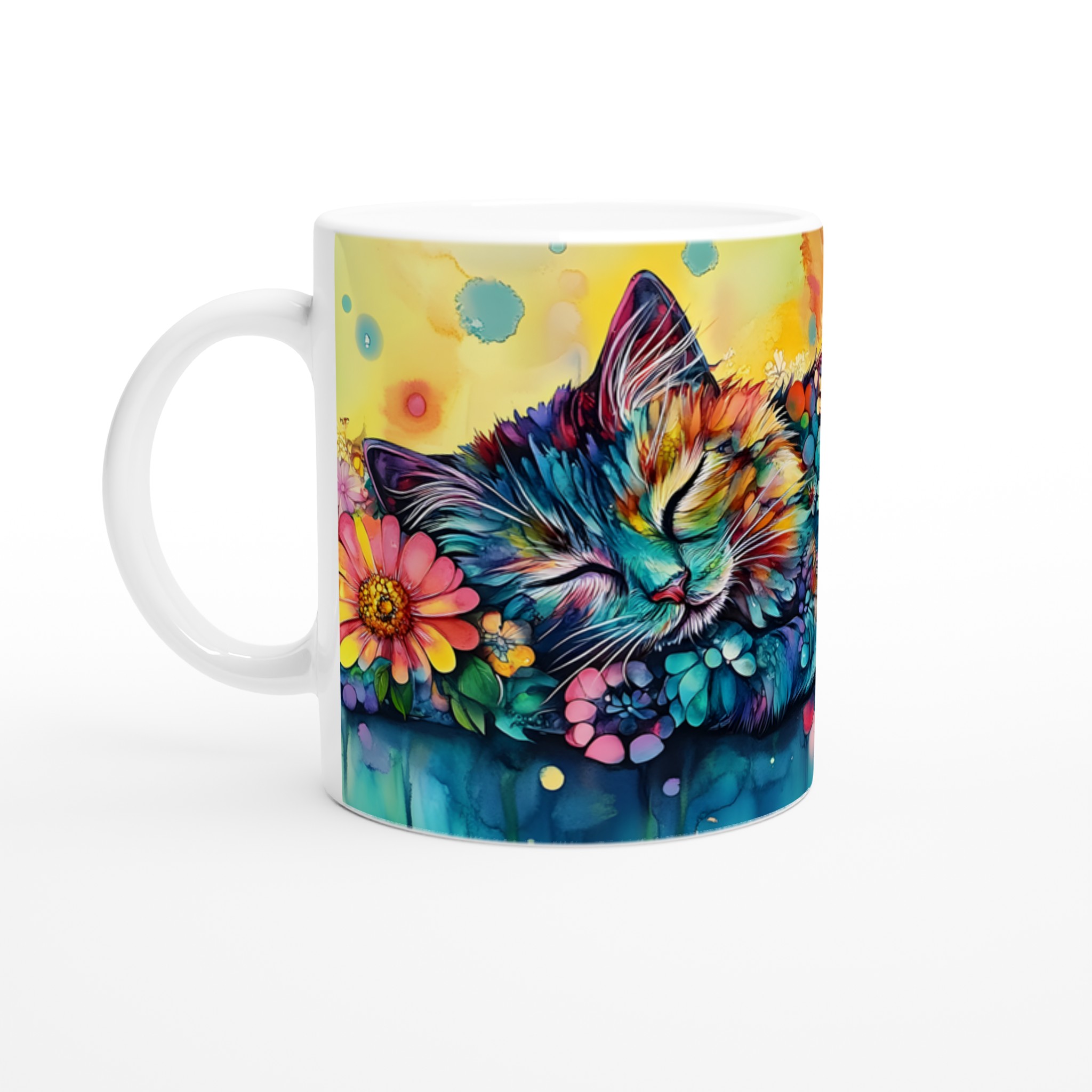 Färgsprakande Drömkatt Keramikmugg – 11oz Konstnärlig Kaffekopp i ditt val av 7 nyanser 1 cada026c-86ad-4a2d-9f07-a7b5406788f5