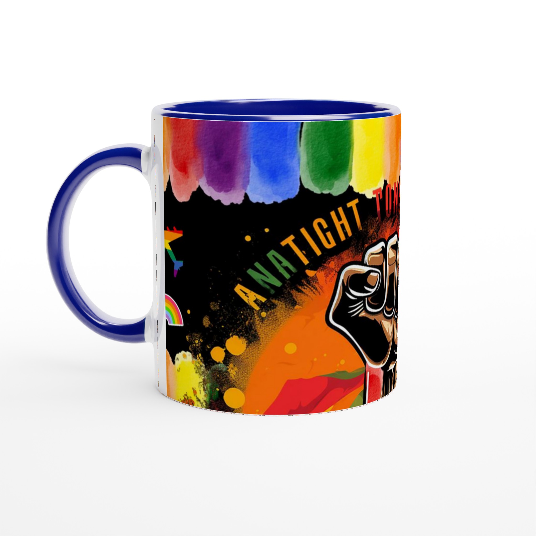 Vit 11oz keramisk mugg med färgstarkt kraftfullt motiv och regnbågsinspiration 2 cada343d-74d9-46bd-952d-a22154562eb4