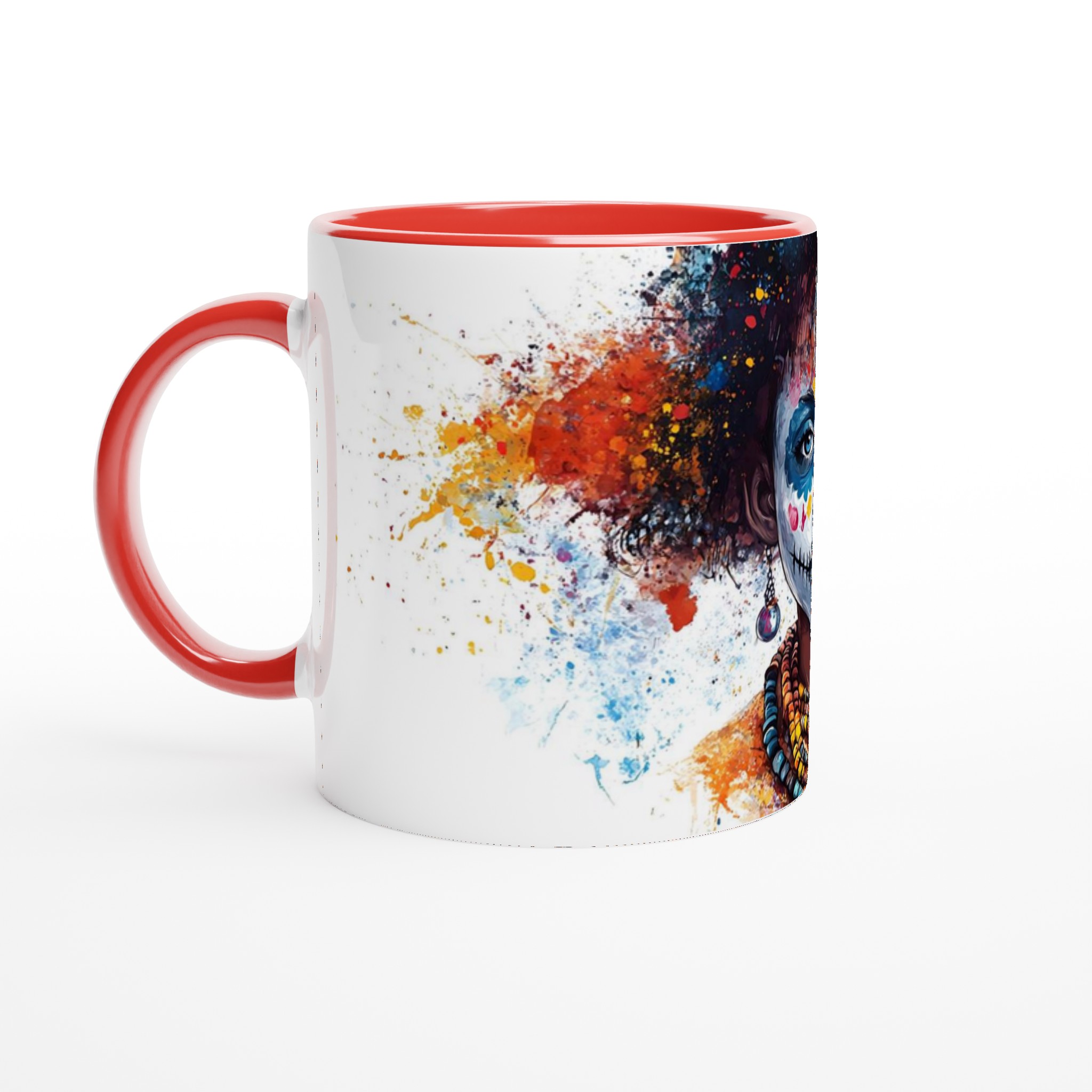 Mångfärgad Sugar Skull 11oz Keramisk Mugg – Konstnärligt Tryck & Valfri Färg 5 cae83c54-7a40-4837-8e44-3322705784cd