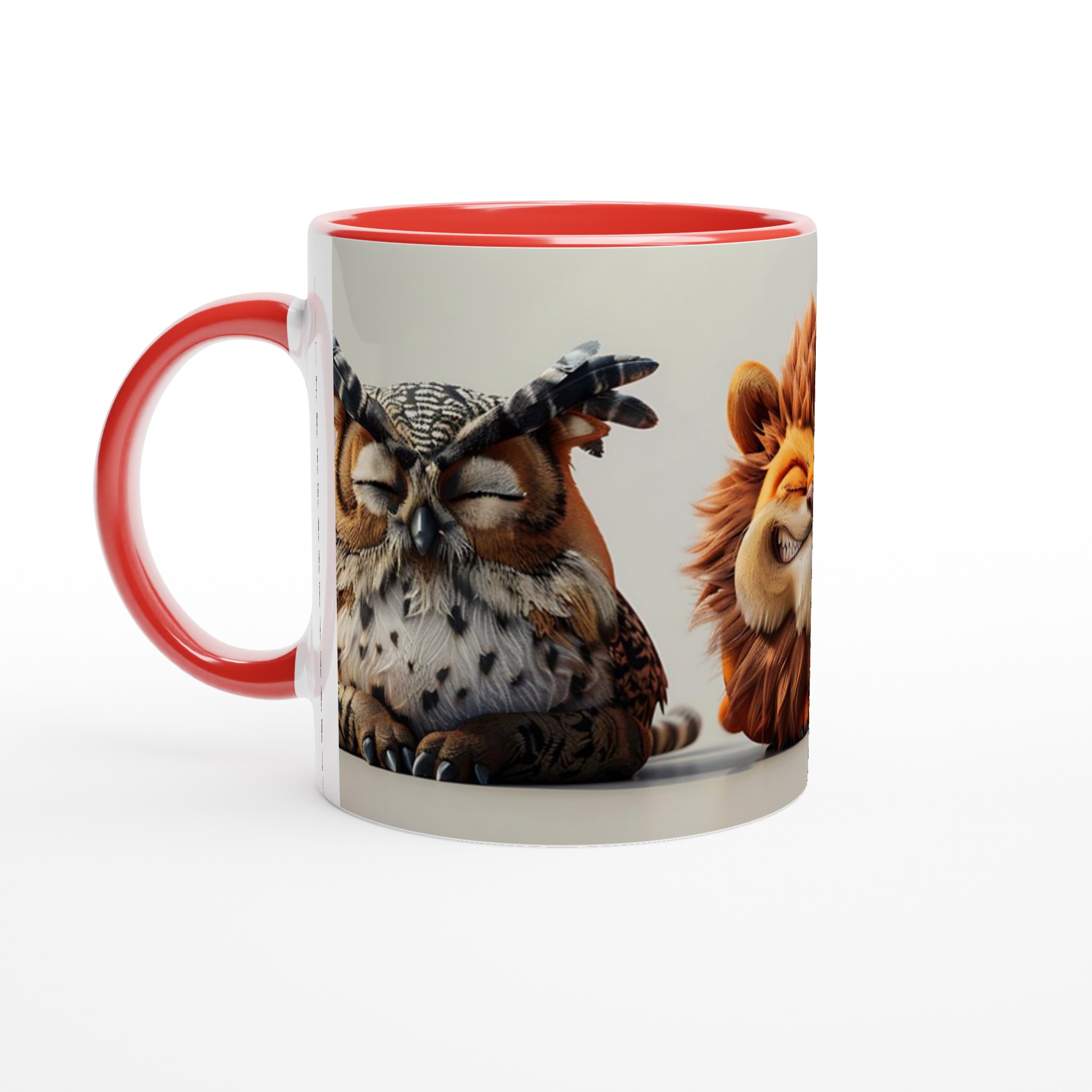 Humoristisk Djurmugg - Söta & Glada Vänner (Uggla, Lejon, Tiger) – 11oz Keramisk Mugg i Valfri Färg 5 cb00bf0d-c713-4e87-b073-a033da99c563