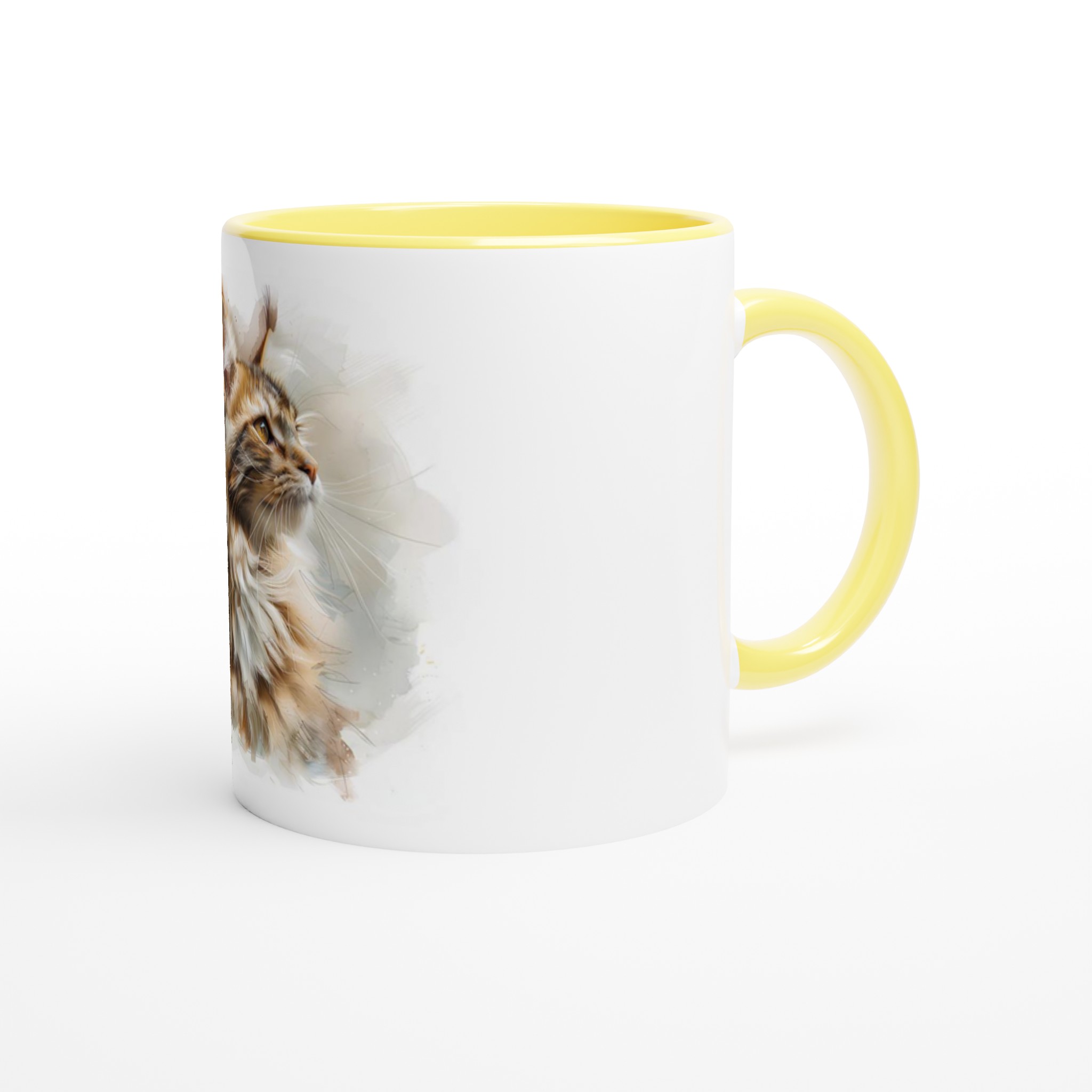 Konstnärlig Maine Coon Katt Keramisk Mugg - 11oz med färgad insida och handtag i sex djärva nyanser 9 cb149414-3bef-4d5e-8600-b0a042cbe828