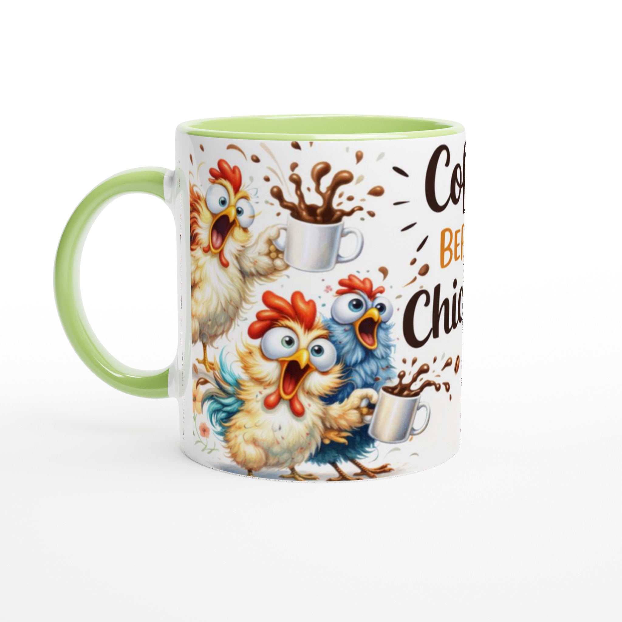 Vit 11oz keramisk mugg med livfullt kaffekycklingmotiv i flera färger 8 cb15bd96-b325-4144-abca-6fb83c203574
