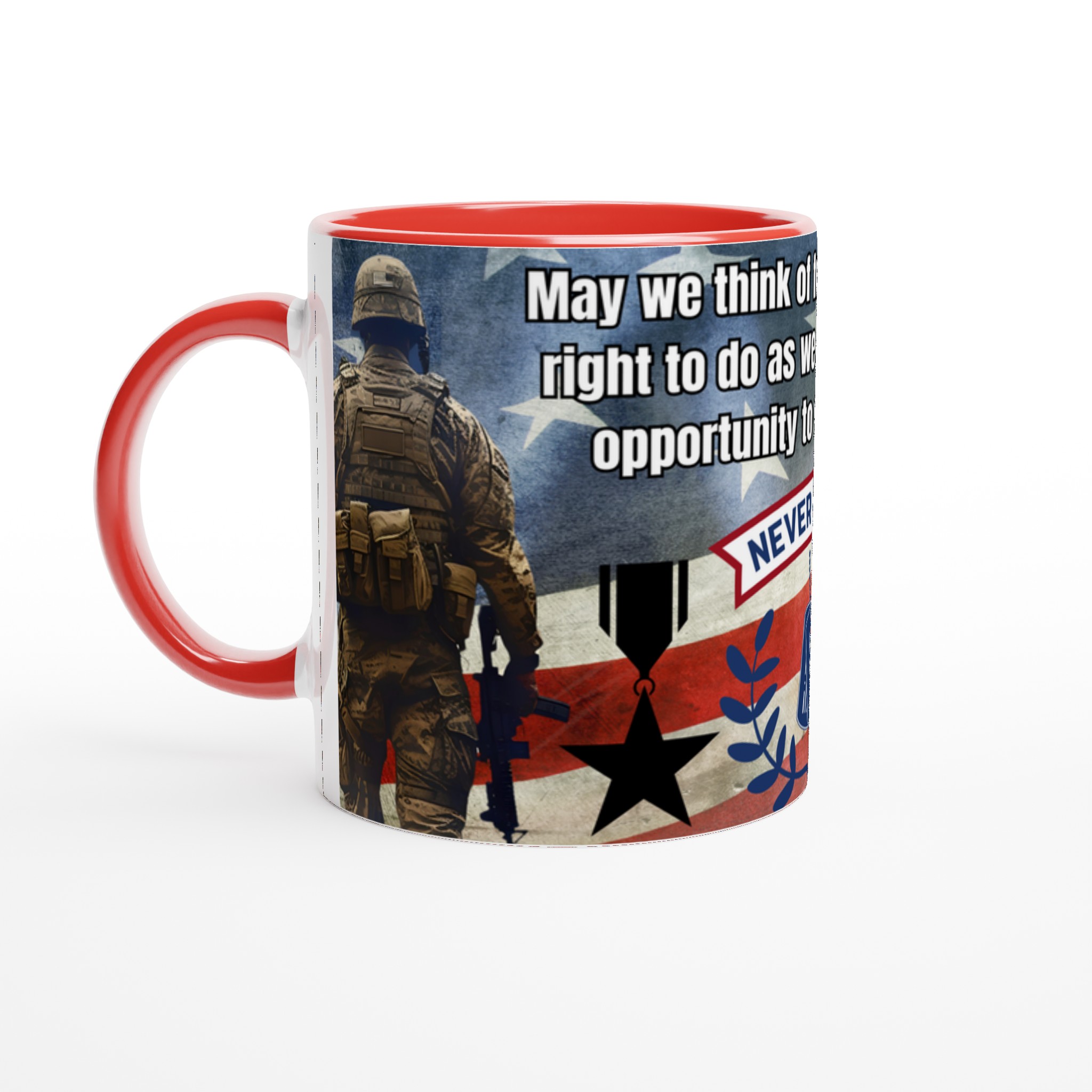 Vit 11oz keramisk mugg med patriotic Never Forget-motiv – välj bland sju kraftfulla färger 5 cb59f883-fa63-4507-a141-61d0c44bfd94