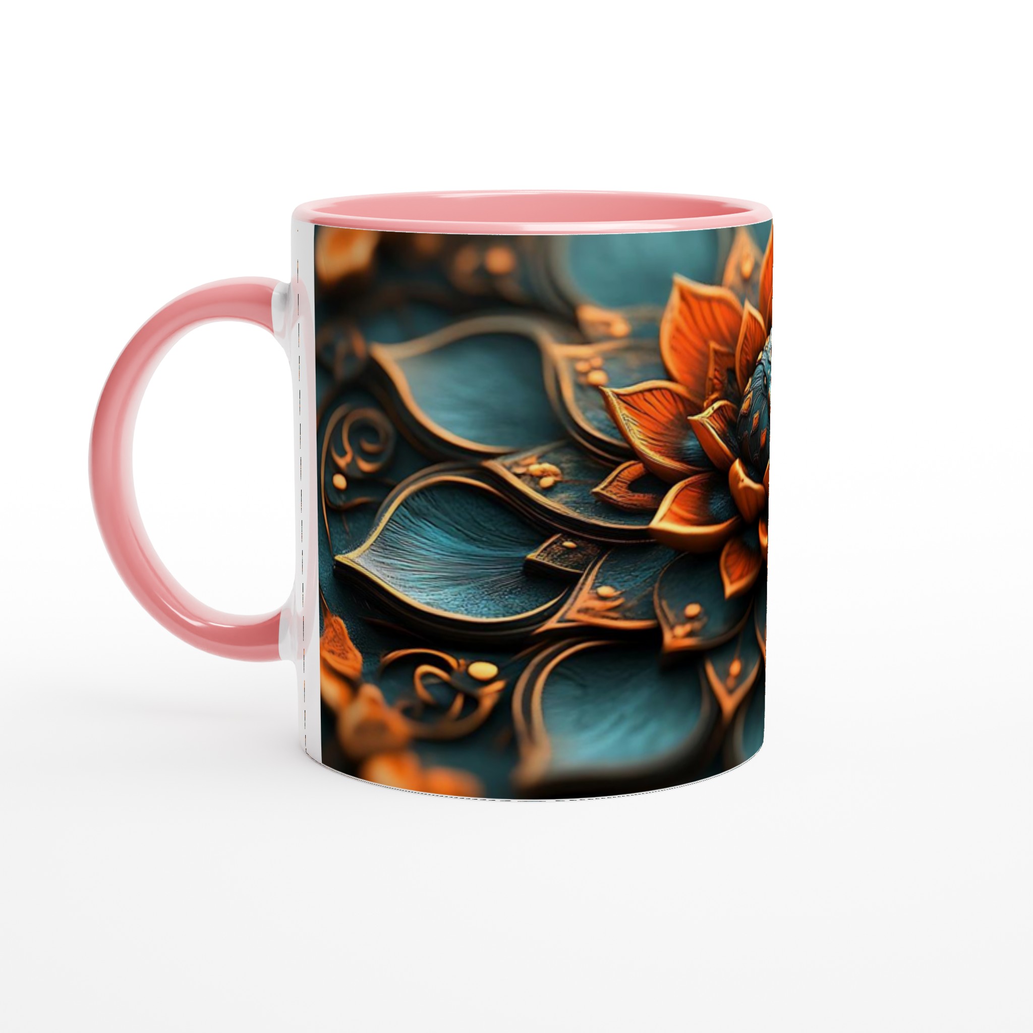 Abstrakt Mandala 11oz Keramikmugg – Teal och Guld Design 6 cb711235-4b73-4e83-a54f-da7054ac2a4a
