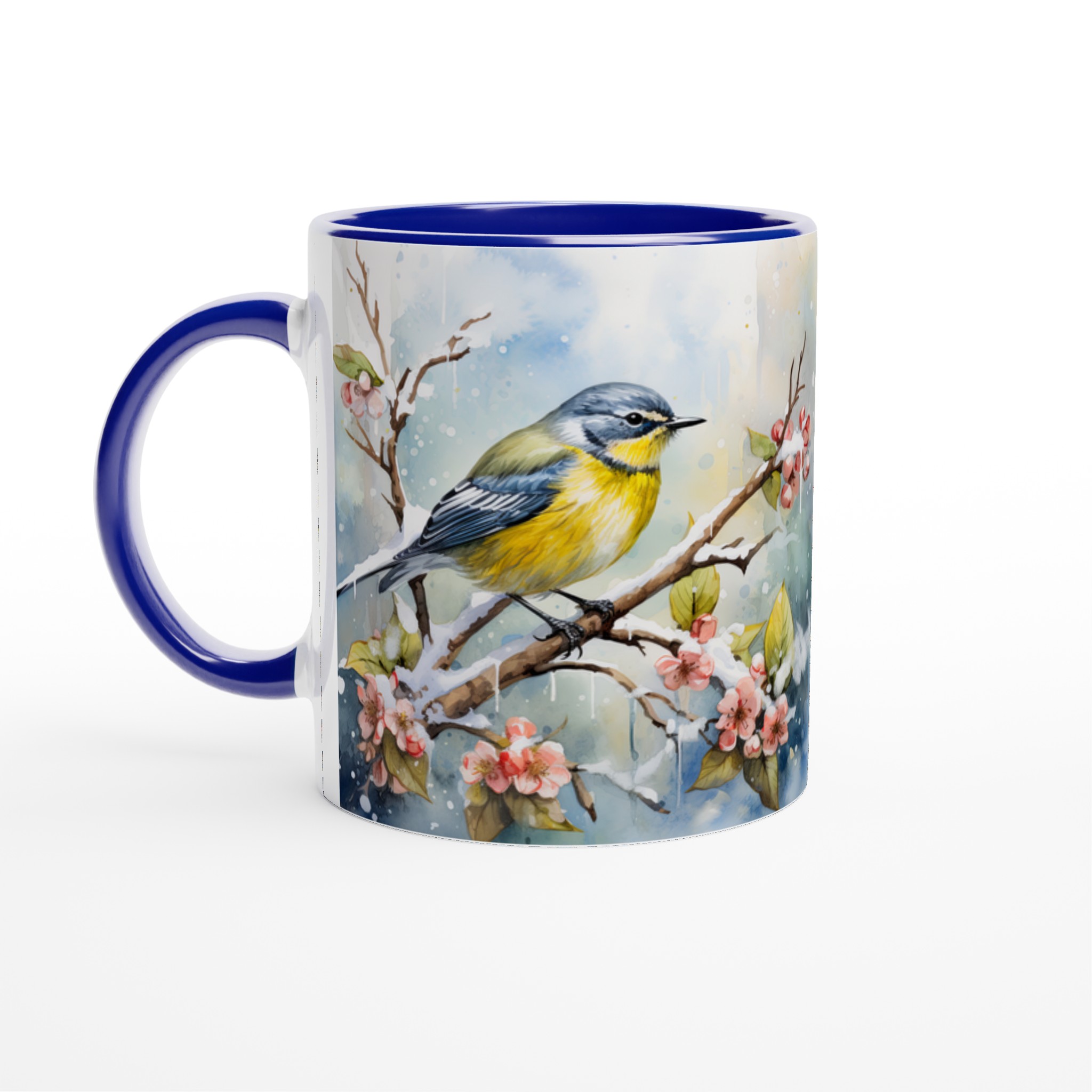Vit 11oz keramisk mugg med fängslande vinterfågelmotiv i sju färgstarka nyanser 2 cb9f8f1a-285c-4968-b6ce-21c52d671ad0