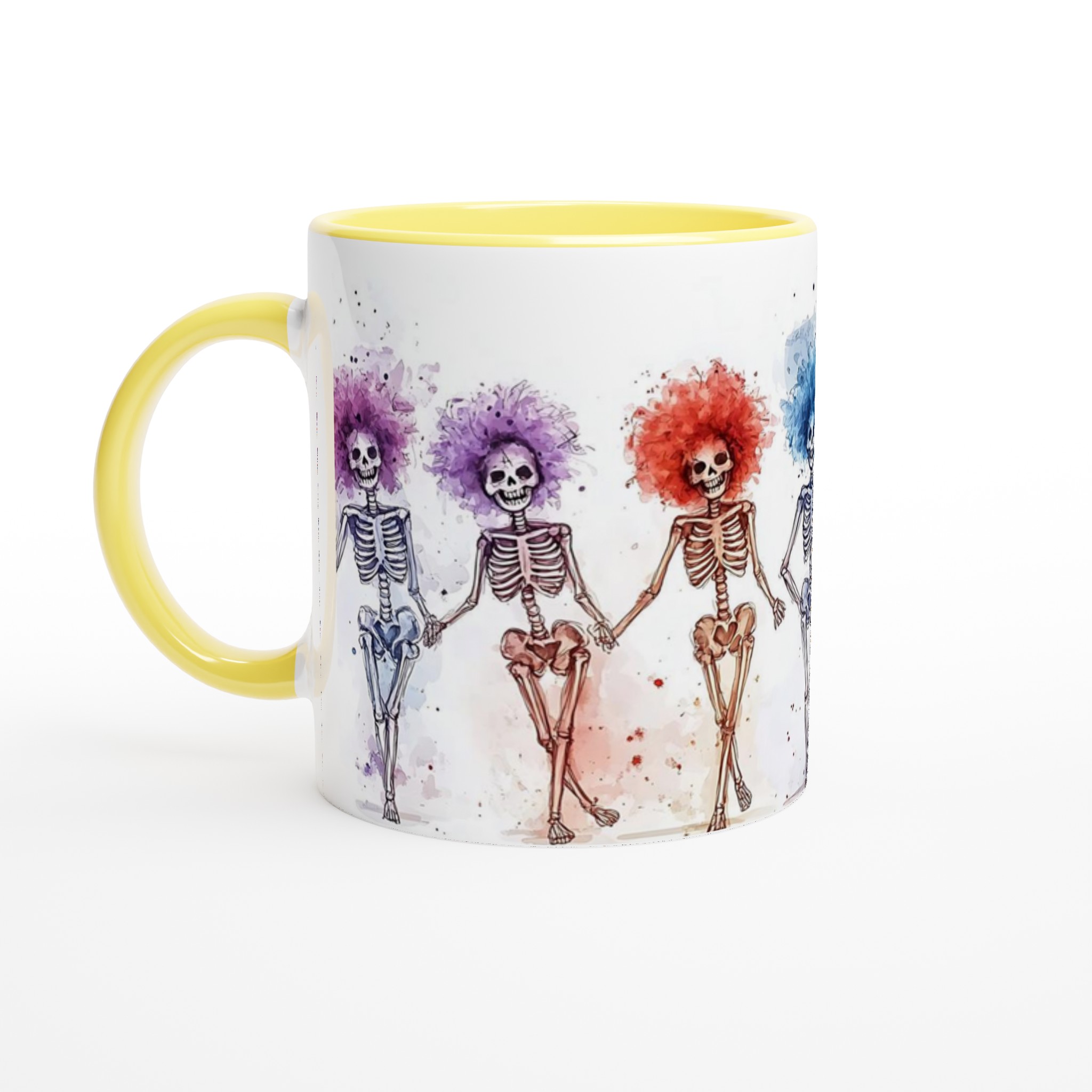 Glad Halloweenskelett med Färgglada Peruker Keramikmugg - Fira med Stil och Glädje! 3 cbc9b856-441a-4562-970a-8fba7fb9bc50