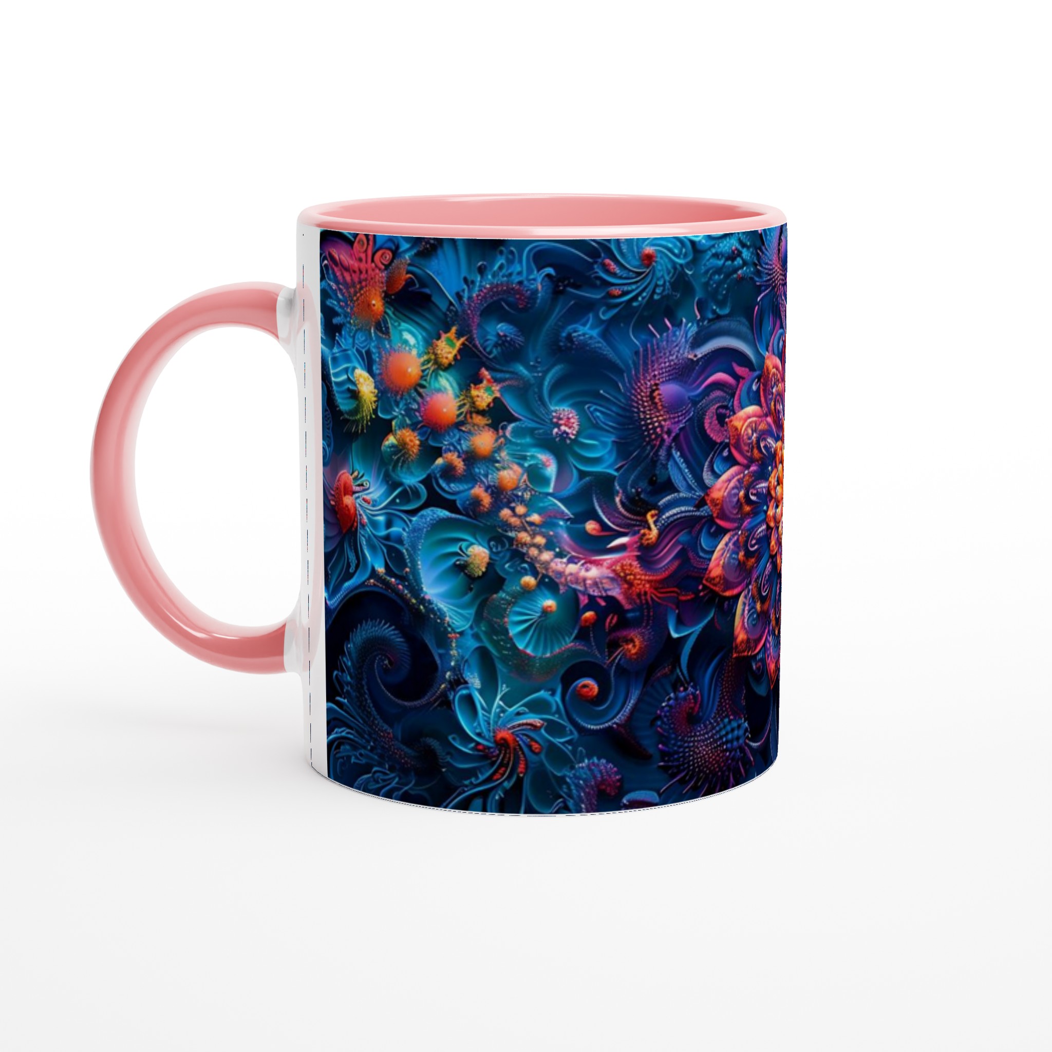 Kosmisk Blomsterprakt Keramikmugg – En Explosion av Färg och Mytisk Design (11oz) 6 cc156671-4fb9-4a30-8901-644d55d27d81