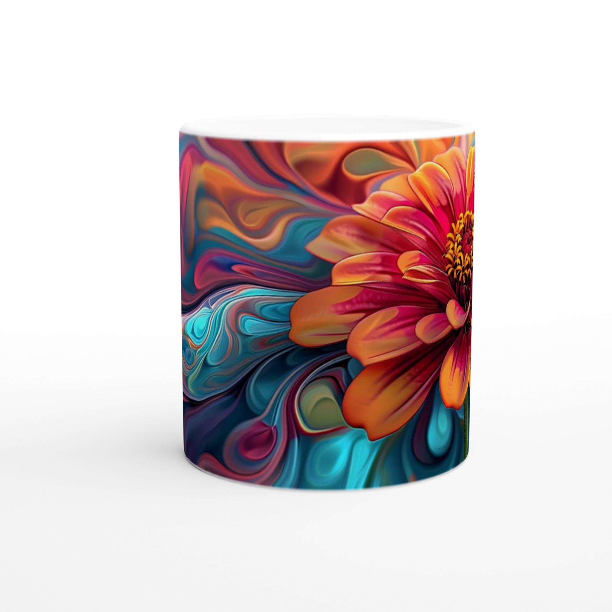 Abstrakt Blomsterprakt Mugg – Färgglad 11oz Keramikmugg i ditt val av 7 nyanser 8 cc219bc0-b468-4cf5-8c6c-1c198a55aaa4