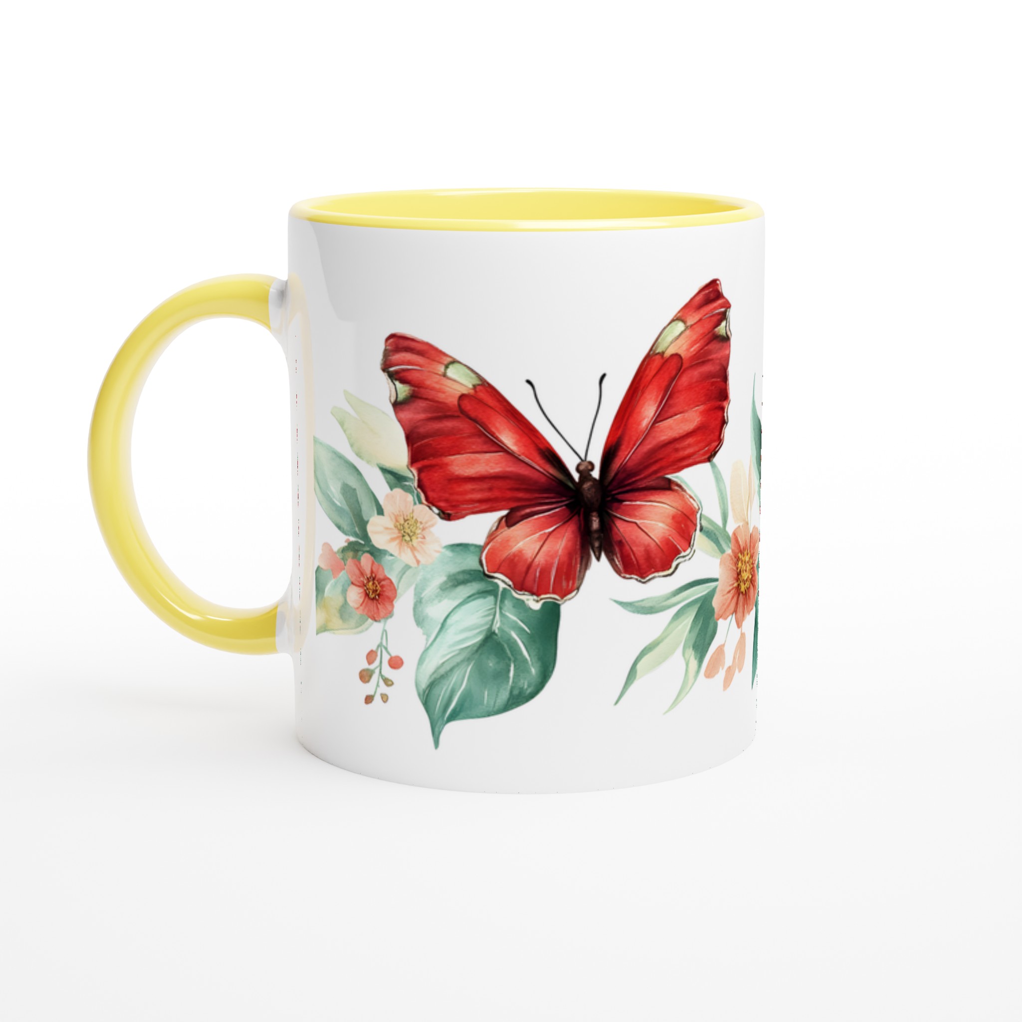 Fjärilsmugg - Akvarellblommor & Röda Fjärilar 11oz Keramisk Mugg 3 cc26d304-aea6-4037-ab9a-5fc68abe2da5