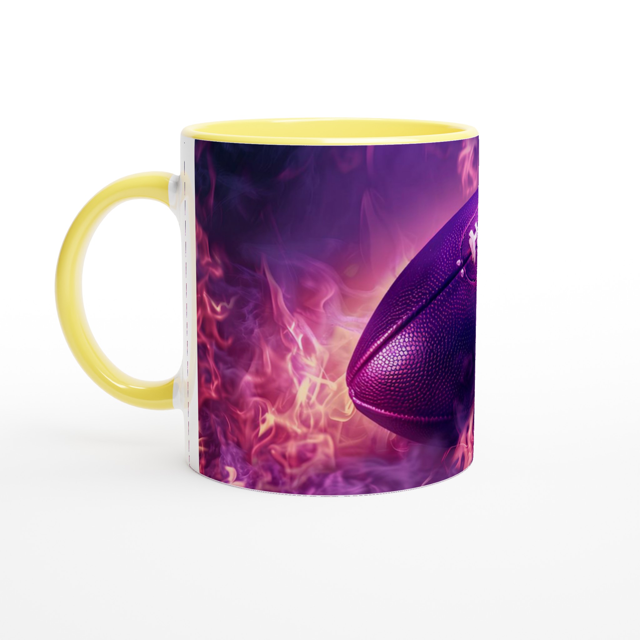 Neon Flame Football Mugg – 11 oz Keramisk Mugg för Sportfantasten i Levande Färger 3 cc3187b2-b9f4-4cf9-85d1-ebec629b6c91
