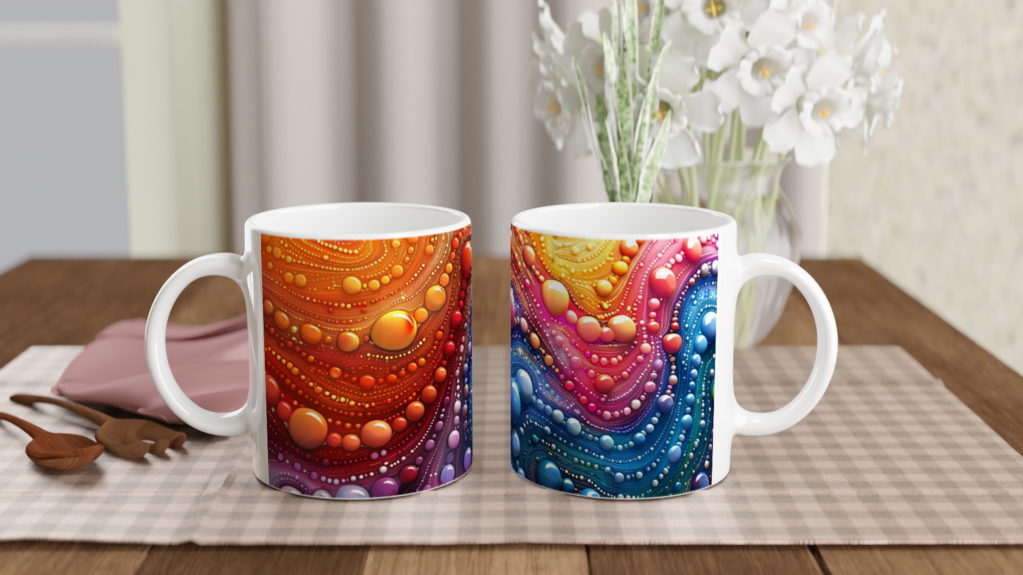 Abstrakt Färgglad Bubbelmugg - 11oz Keramikmugg i ditt Val av Sju Livliga Nyanser 10 cc608ce9-47bd-480d-9ed8-9d0fb0cc0edf