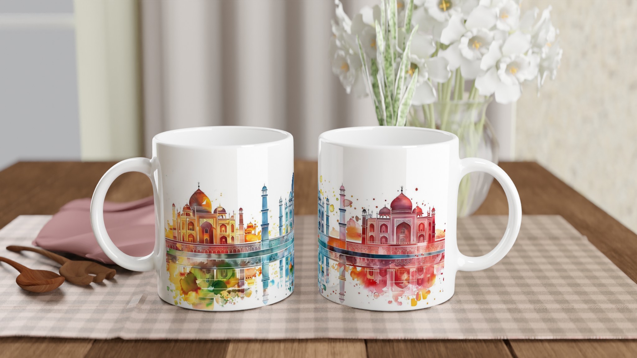 Mångfärgad Taj Mahal Mugg - Akvarell Kollektion 11oz Keramikmugg i ditt val av 7 nyanser 10 cc7b7b5c-eb7e-48df-89f5-e361667e41ff