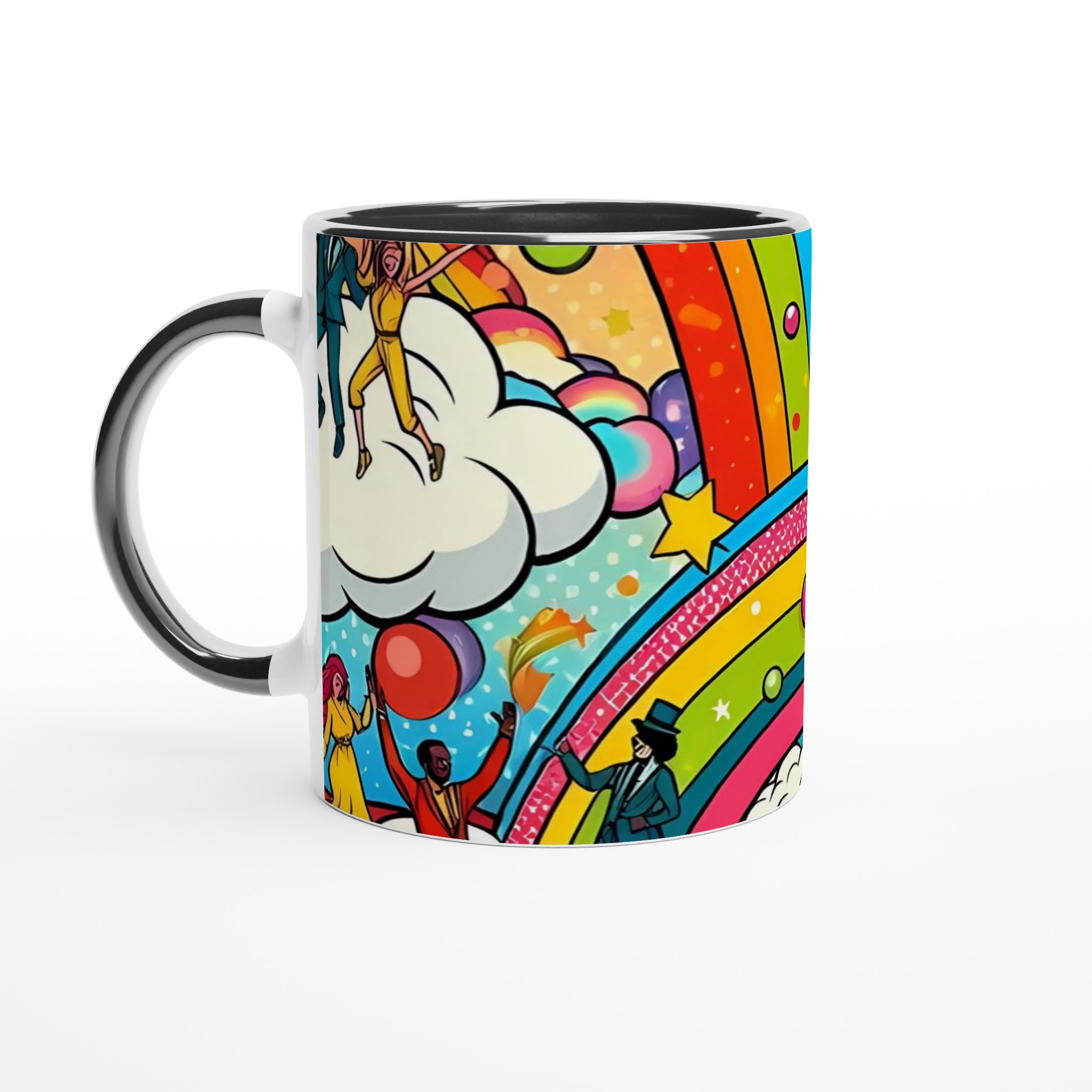 Färgstark 11oz keramisk mugg med lekfulla regnbågs- och dansmotiv i flera keramiska färger 4 cc8c959e-d8ca-44f2-b323-9105258ba9f3