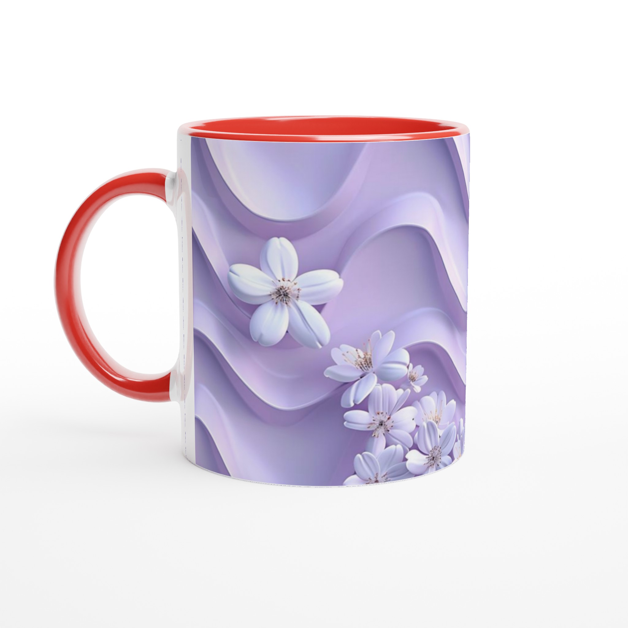 Vårblommor på Vågformad Bakgrund – 11oz Keramikmugg i Valfri Färg 6 cc9df890-ac1c-4d7c-9fbf-aef1b1ed13de