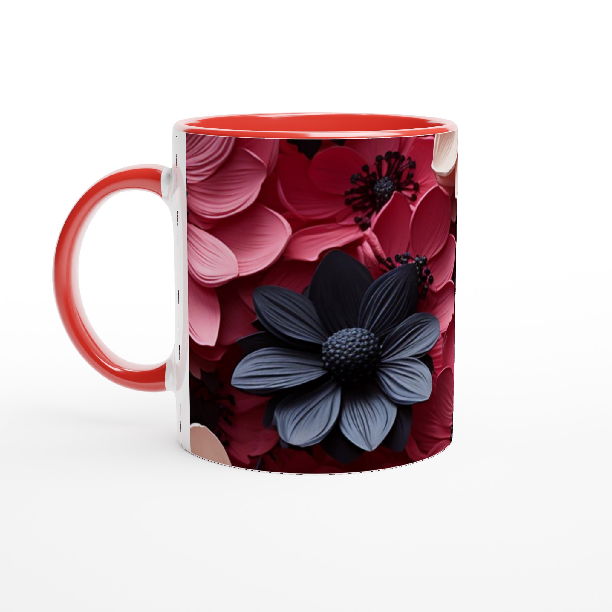 Vit 11oz keramisk mugg med blomstrande design i flera färgstarka nyanser 5 ccac5177-acd8-42a9-9f47-ae4420284514
