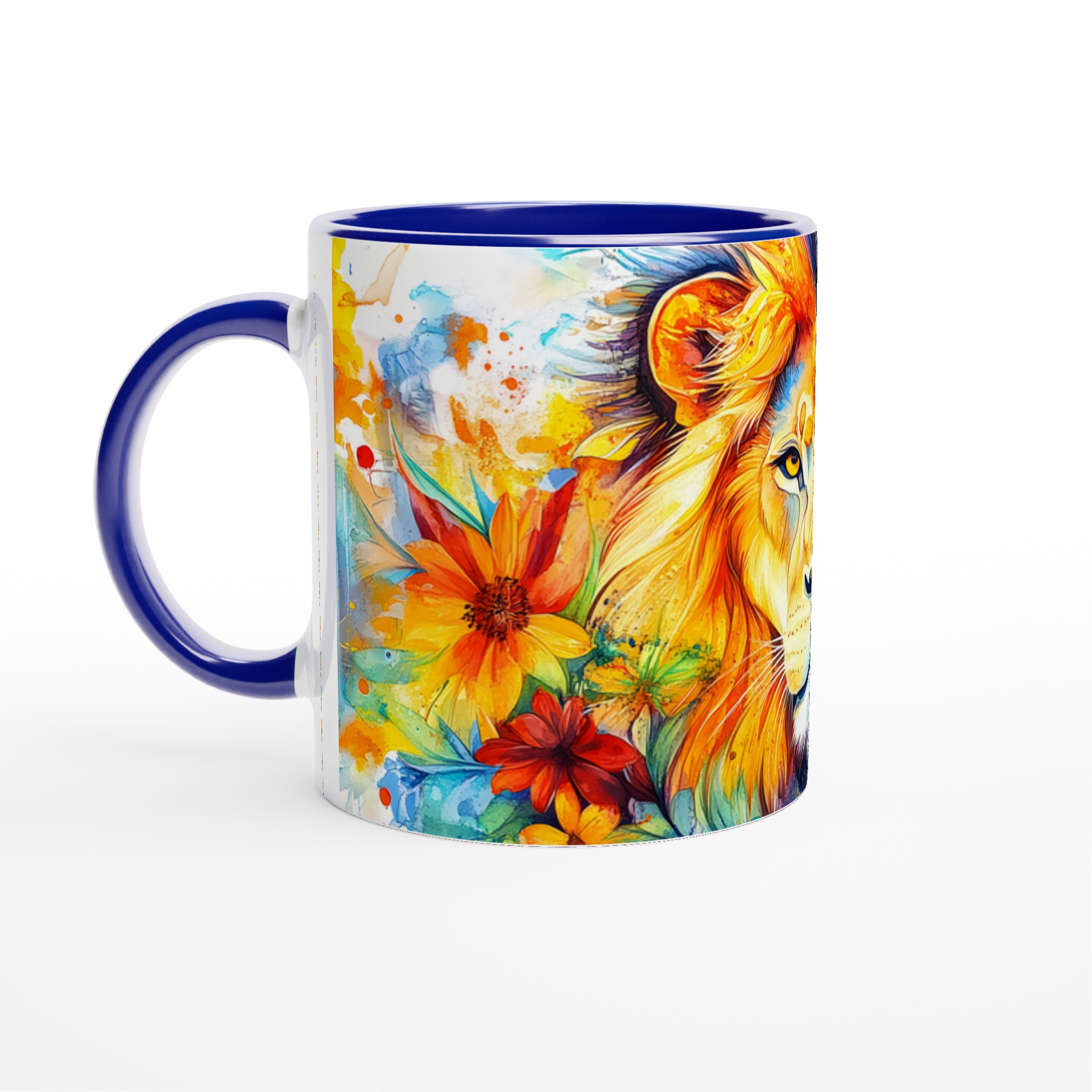 Vit 11oz keramisk mugg med levande lejonmotif i ditt val av sju färgstarka nyanser 2 cce80773-030b-4d59-aace-1c3d0a930e5f