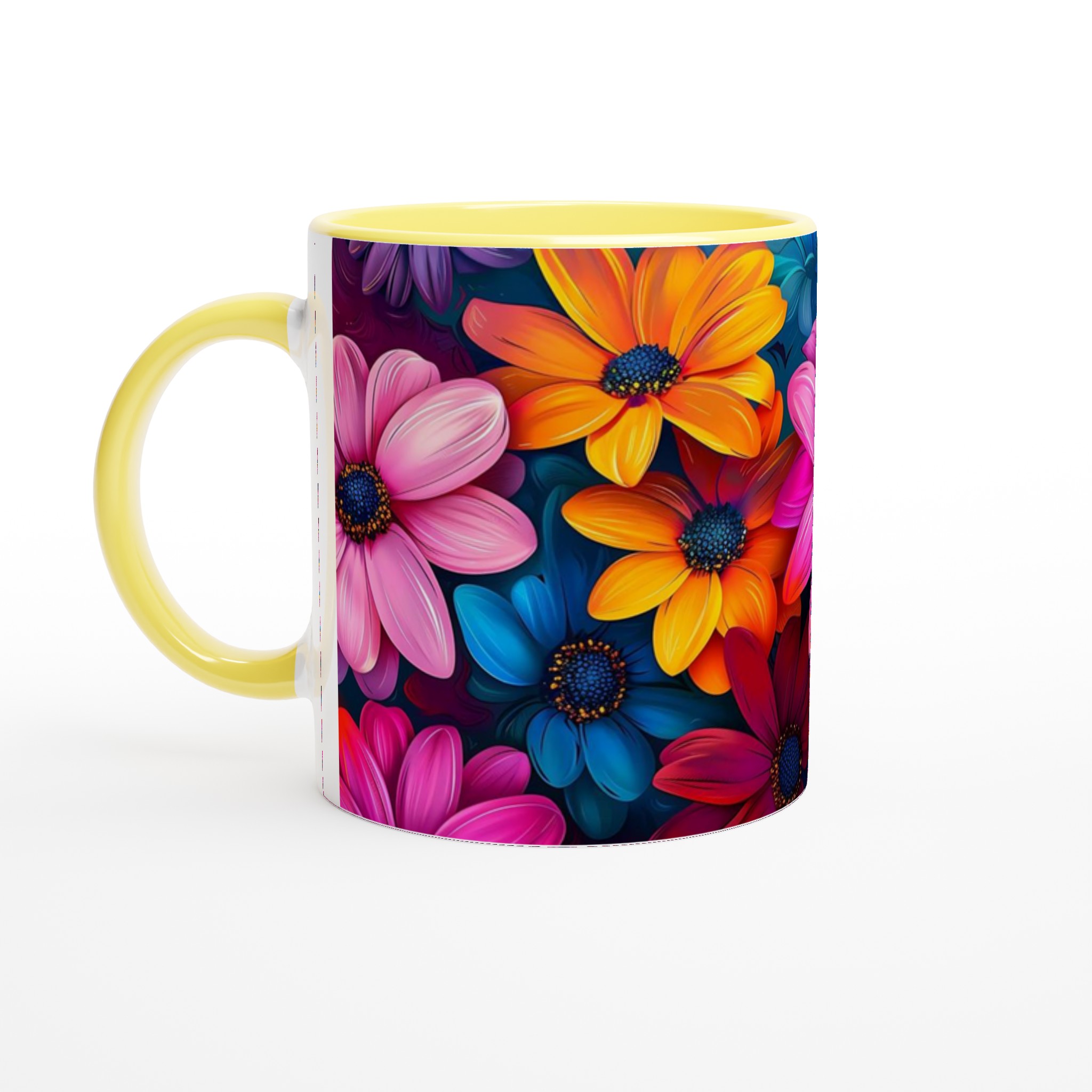 Färgexplosion Blommor Keramikmugg - 11oz kaffekopp i ditt val av sju livfulla färger 3 cd70d10c-d722-44d3-98e7-f3685cffc71d